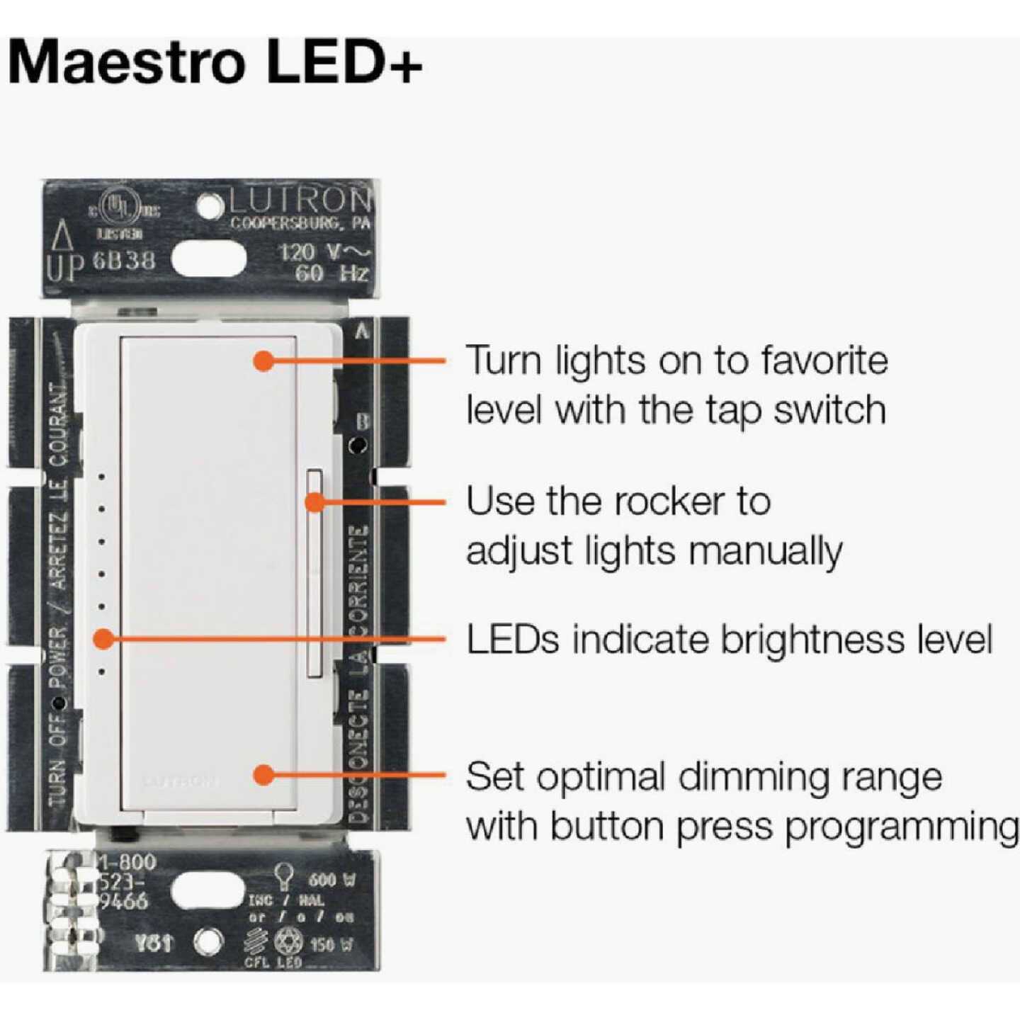 Lutron Maestro Digital Slide Dimmer Switch - Image 3