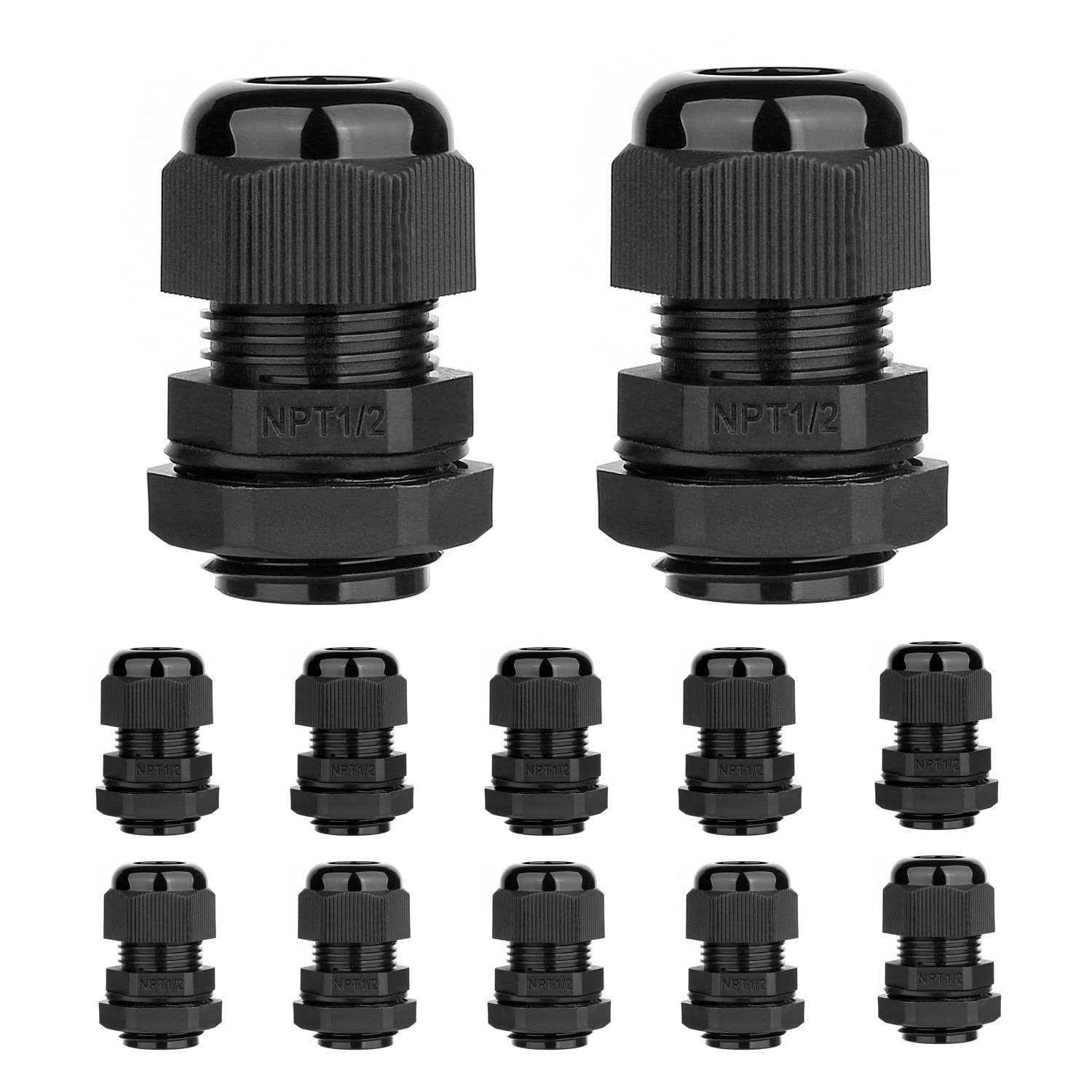 AMPELE NPT Cable Gland Waterproof Adjustable Nylon Cable Glands Joints with Gaskets