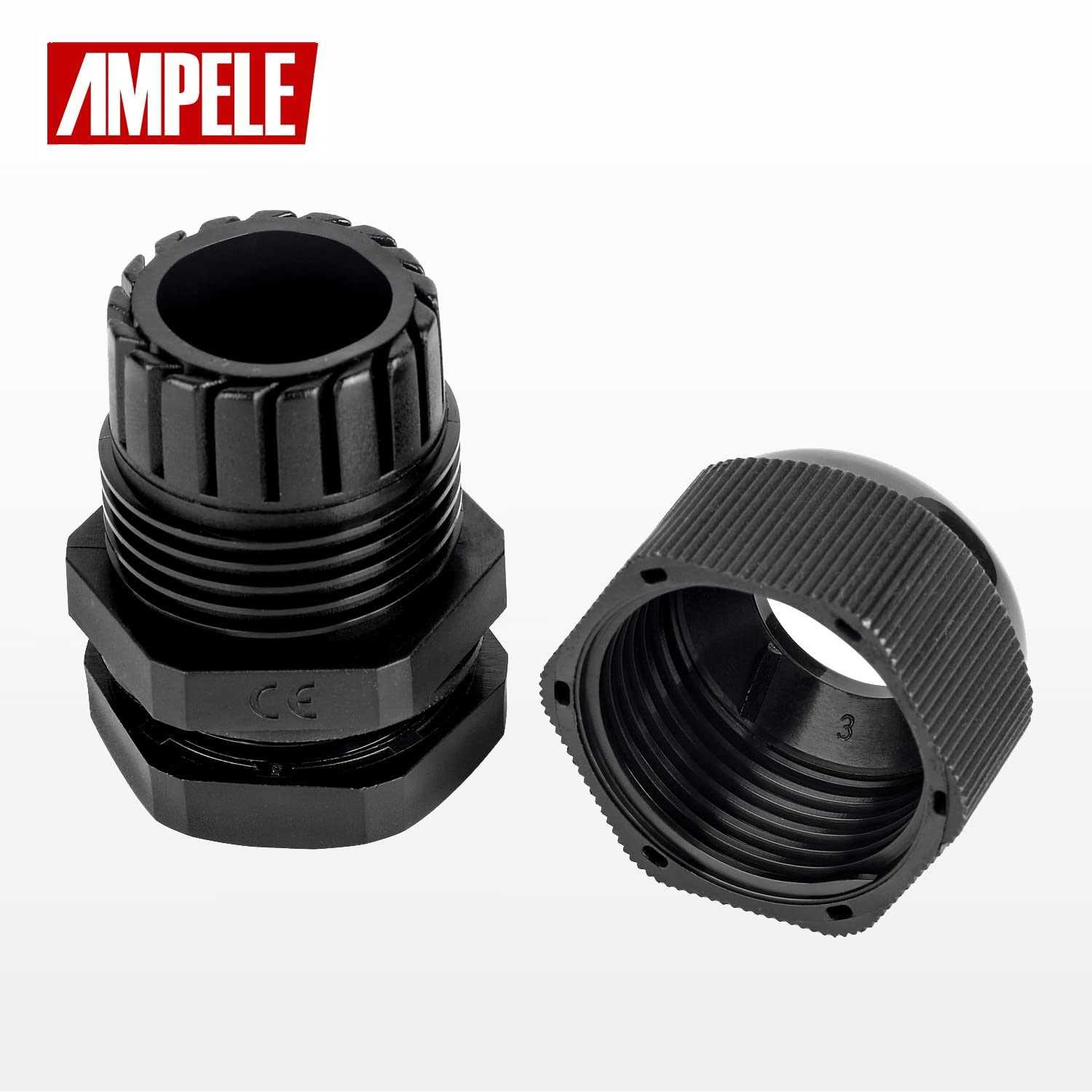 AMPELE NPT Cable Gland Waterproof Adjustable Nylon Cable Glands Joints with Gaskets - Image 2
