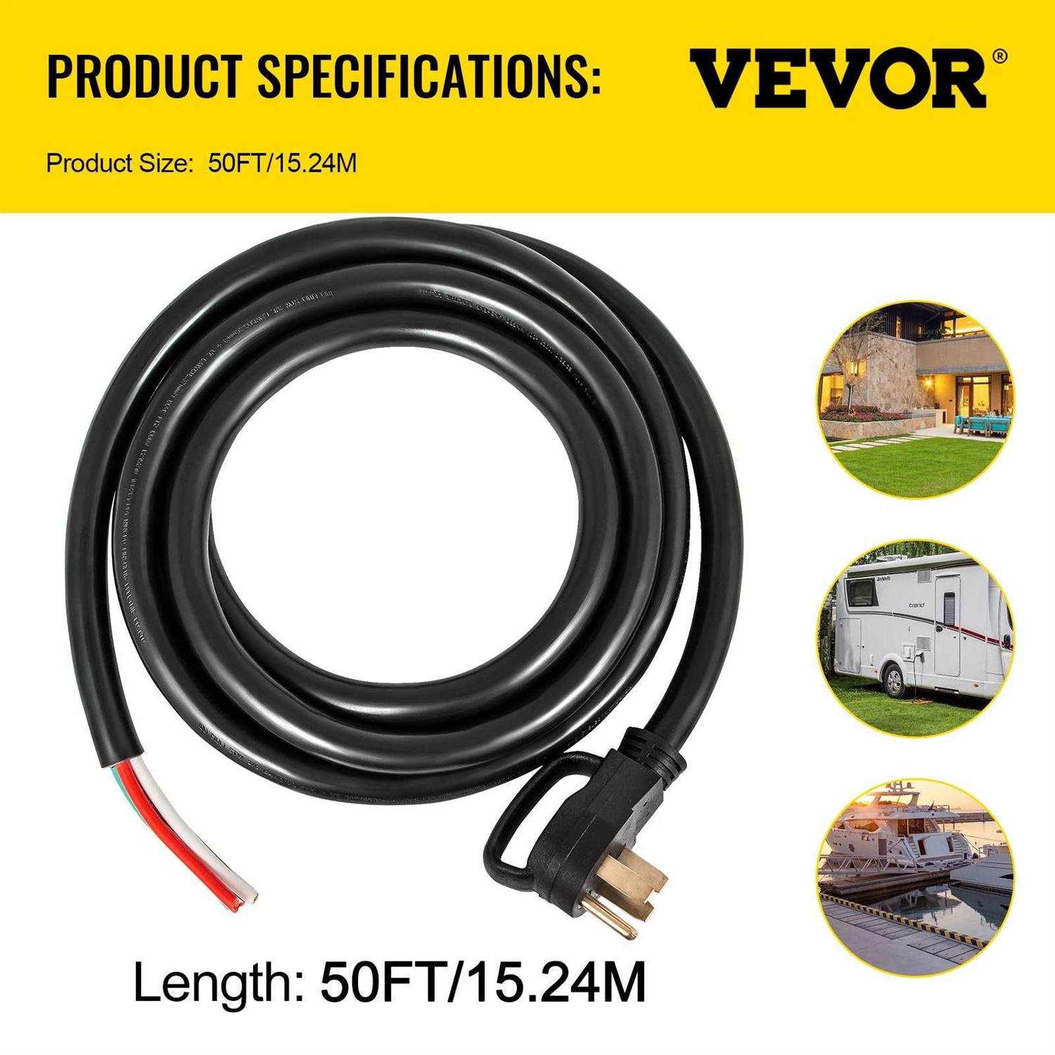 VEVOR Generator Power Cord 50-Amp 125/250-Volt 14-50P to CS6364 Locking Connector - Image 3
