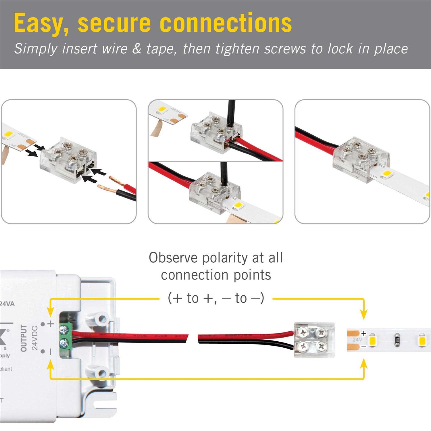 Armacost Lighting 2 Pin LED Strip Light Screw Tape to Wire Connector - Image 3