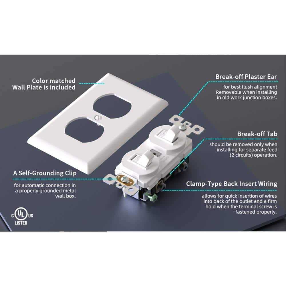 ELEGRP 15 Amp Combination 2 Single Pole Toggle Switches - Image 2