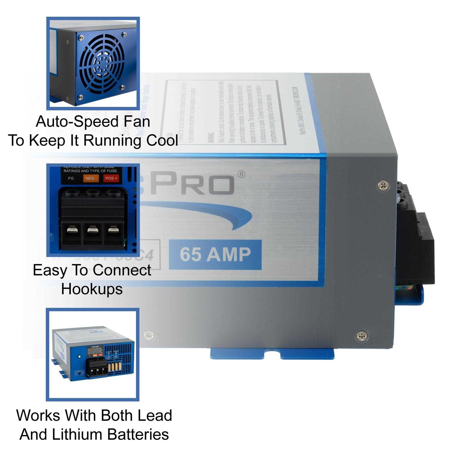 RecPro RV Converter 65 Amp RV Power Converter & Battery Charger 4 Stage Smart Charging - Image 2