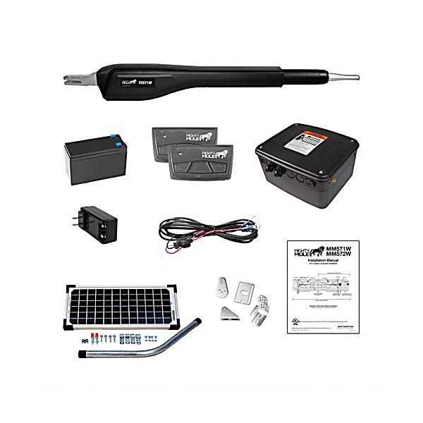 Mighty Mule Single Swing Heavy-Duty Rancher Solar Panel Gate Opener Kit for Gates up to 18 ft. L or 850 lb