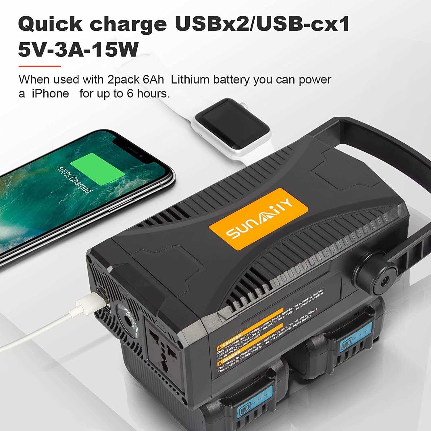 Sunmily Upgrade 300w Portable Power Supply Inverter Compatible with Dewalt 20v Battery - Image 4