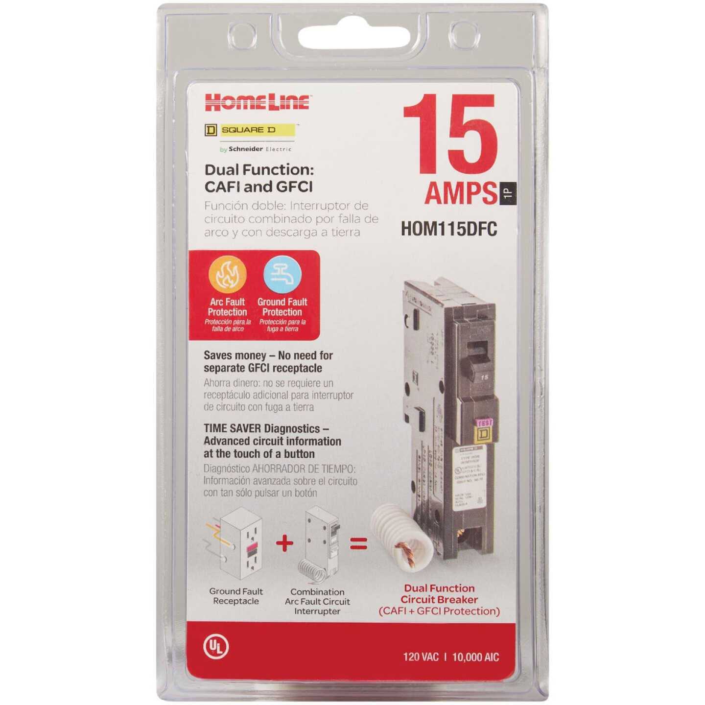 Square D HOM115DFC Homeline Single Pole Dual Function Circuit Breaker - Image 2