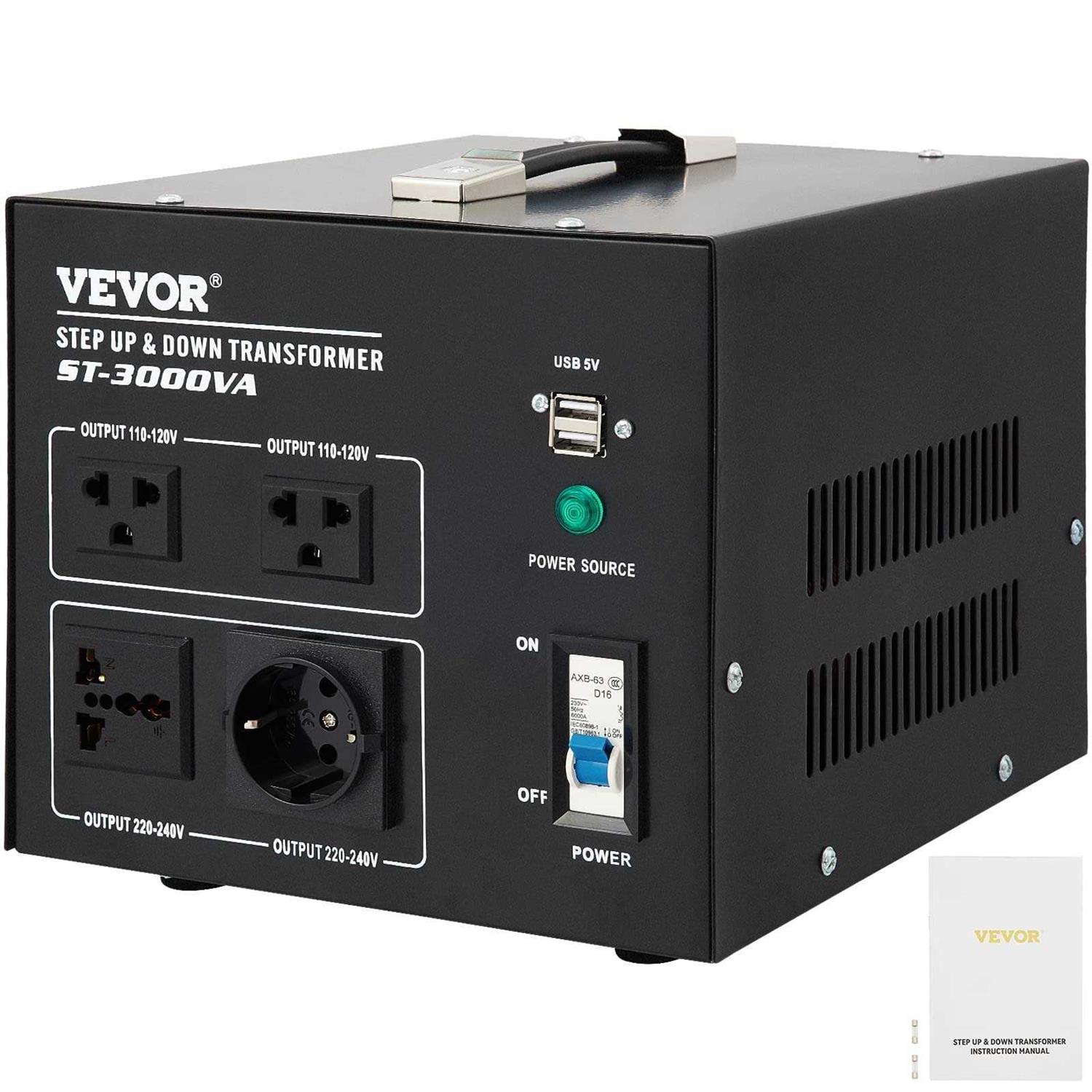 VEVOR Step Up Down Transformer Voltage Converter 2100-Watt 240-Volt to 110-oltV 1103-Volt to 240-Volt US-UK