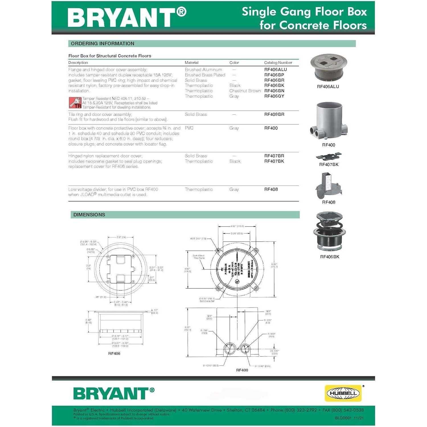Hubbell RF406ALU Floor Box Flange and Door - Image 4