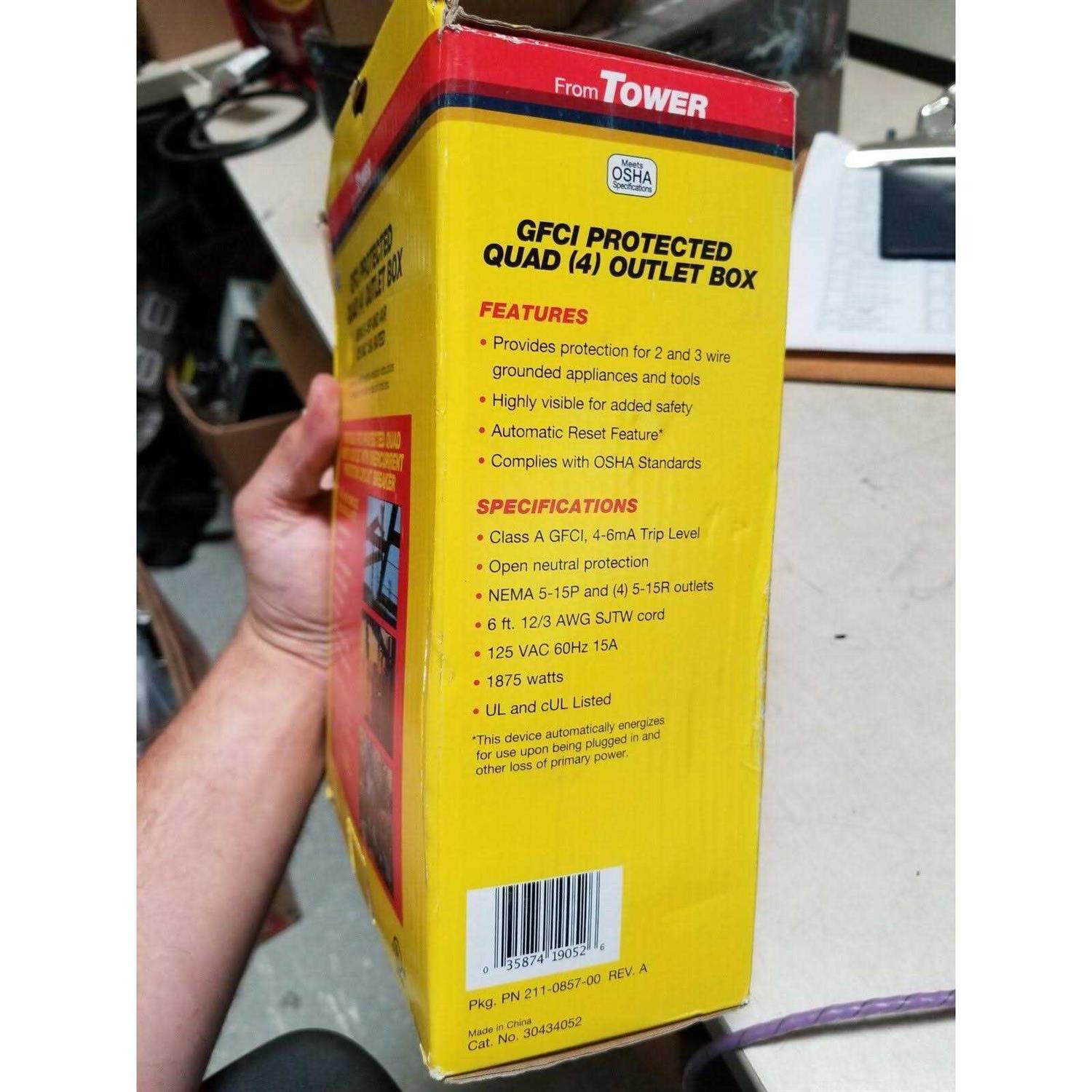 Tower Manufacturing 30434052 GFCI Quad Outlet Box - Image 3