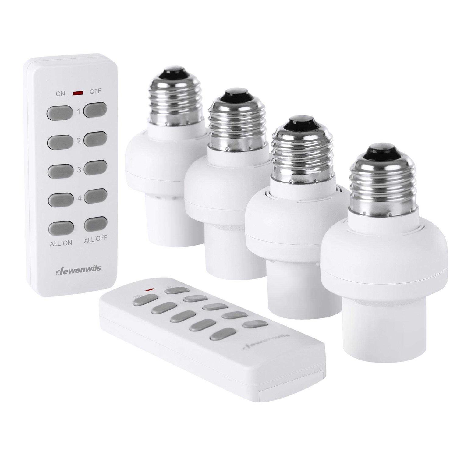 DEWENWILS Remote Control Light Socket E26/e27 Bulb Base Wireless Light Bulb Socket Switch Kit