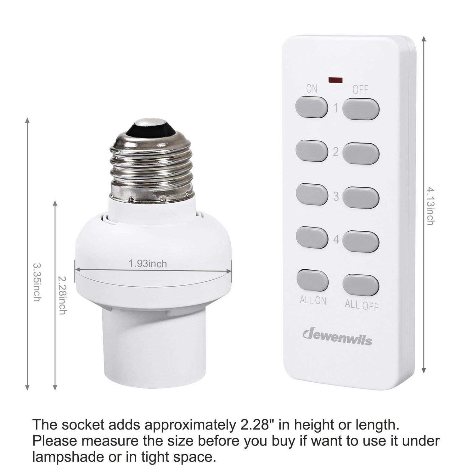 DEWENWILS Remote Control Light Socket E26/e27 Bulb Base Wireless Light Bulb Socket Switch Kit - Image 2