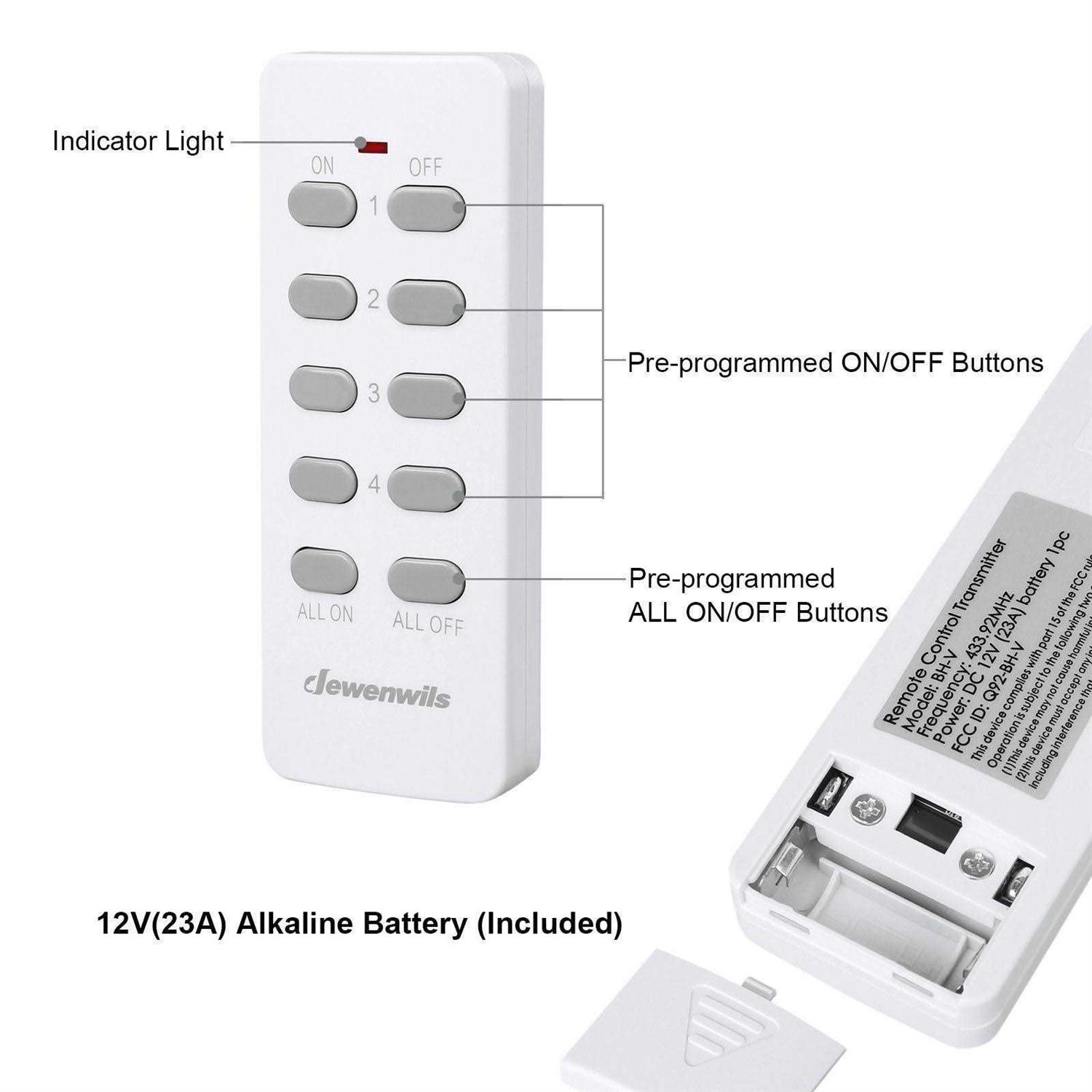 DEWENWILS Remote Control Light Socket E26/e27 Bulb Base Wireless Light Bulb Socket Switch Kit - Image 5
