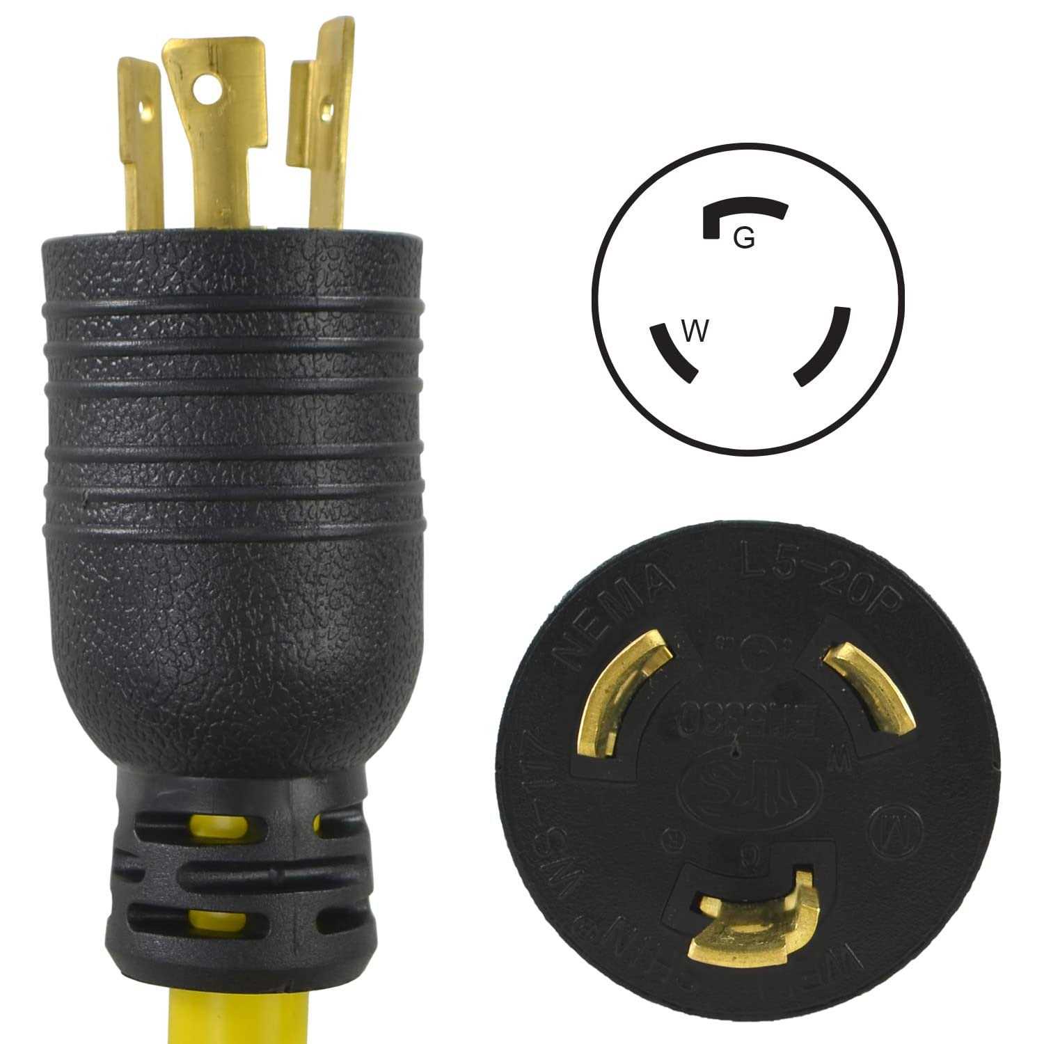 Conntek PL520520 Nema L5-20P to Nema 5-15/20R Pigtail Adapter - Image 4