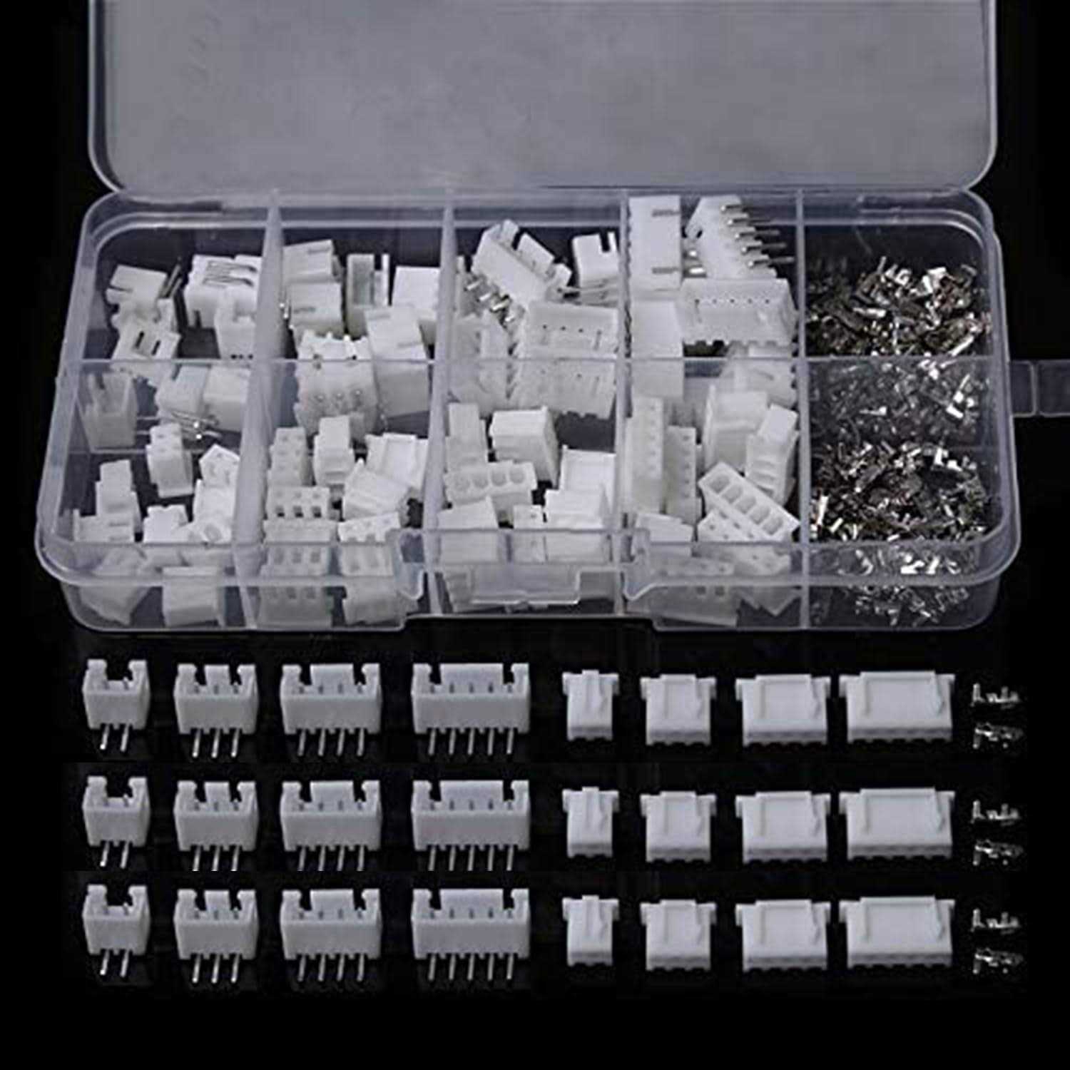 VOGOOPOI 40 Sets 2P 3P 4P 5P Right Angle 2.54mm Pitch Terminal Housing Pin Header JST Plug Connector Adaptor