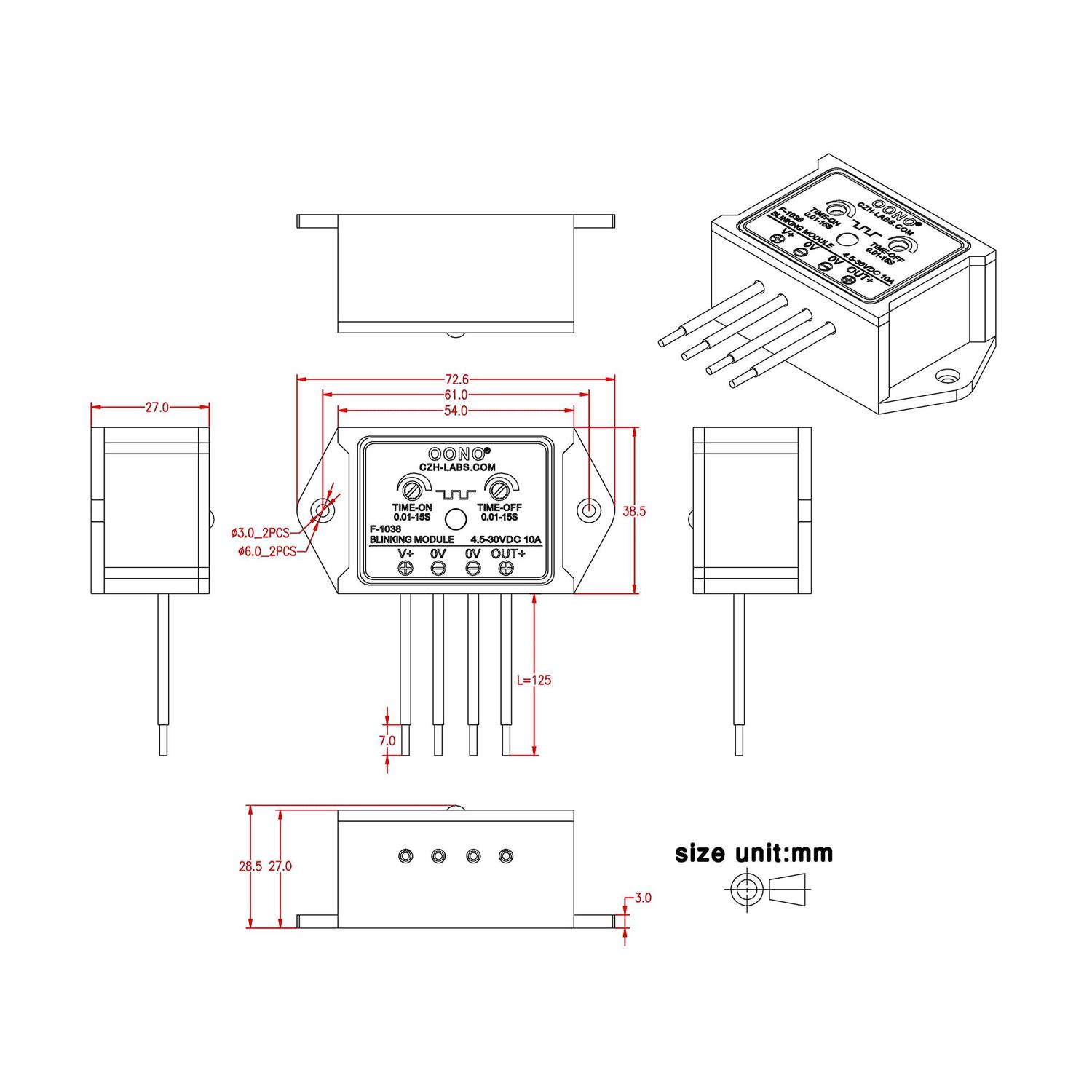 OONO DC 4.5-30V 10Amp Blinking Flasher Module - Image 4