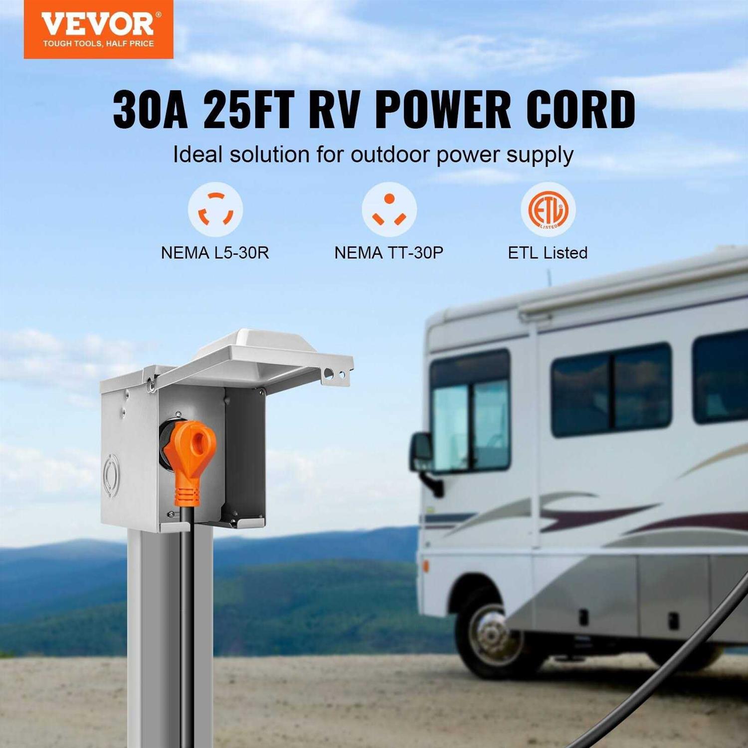 VEVOR RV Power Cord 50 Amp Heavy Duty STW 6/3 + 8/1 Generator Cord - Image 3