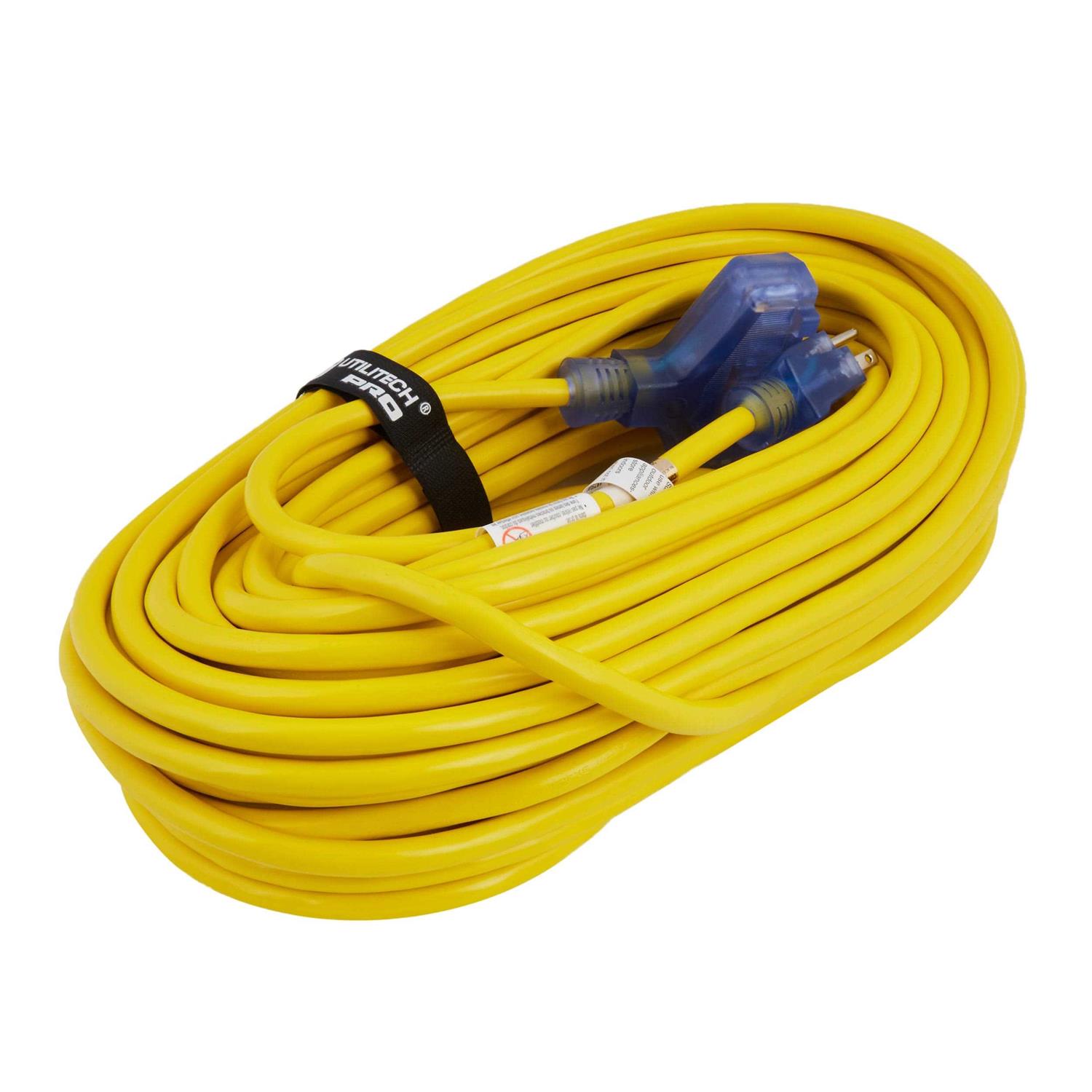 Utilitech Contractor Cord 100-ft 12 / 3-Prong Outdoor Sjtw Heavy Duty Lighted Extension Cord UTP611835