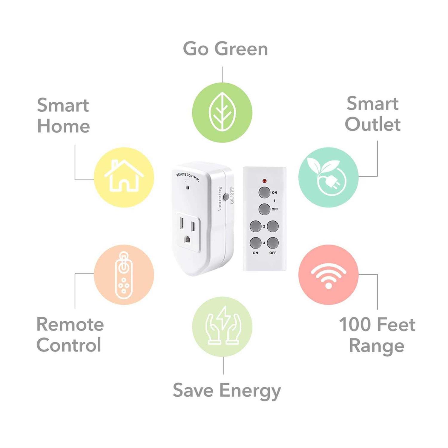 BN-LINK Wireless Remote Control Electrical Outlet Switch for Lights - Image 2