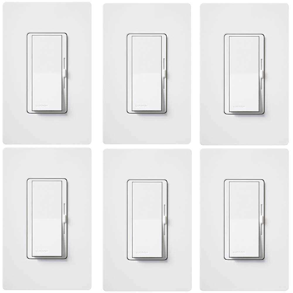 Lutron Diva LED+ Dimmer Switch for Dimmable LED Halogen/Incandescent with Wallplate DVWCL-6PK-WH
