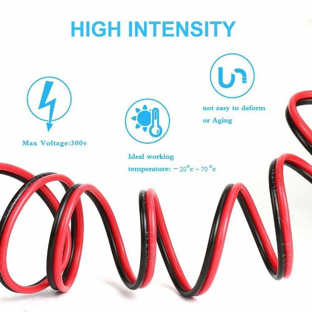 Tyumen 100ft Gauge 2pin 2 Color Red Black Cable Hookup Electrical Wire LED Strips Extension Wire 12v/24v DC Cable - Image 2