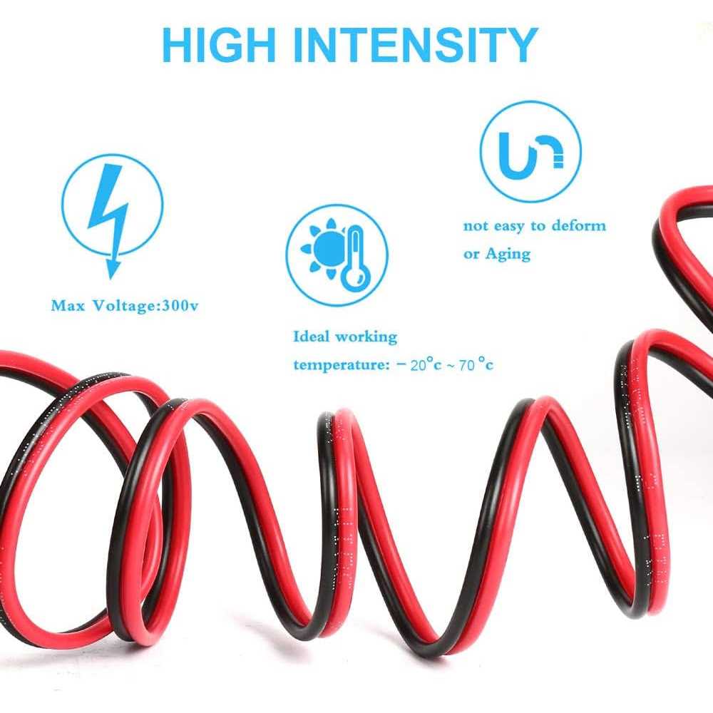 Tyumen 100ft Gauge 2pin 2 Color Red Black Cable Hookup Electrical Wire LED Strips Extension Wire 12v/24v DC Cable - Image 2
