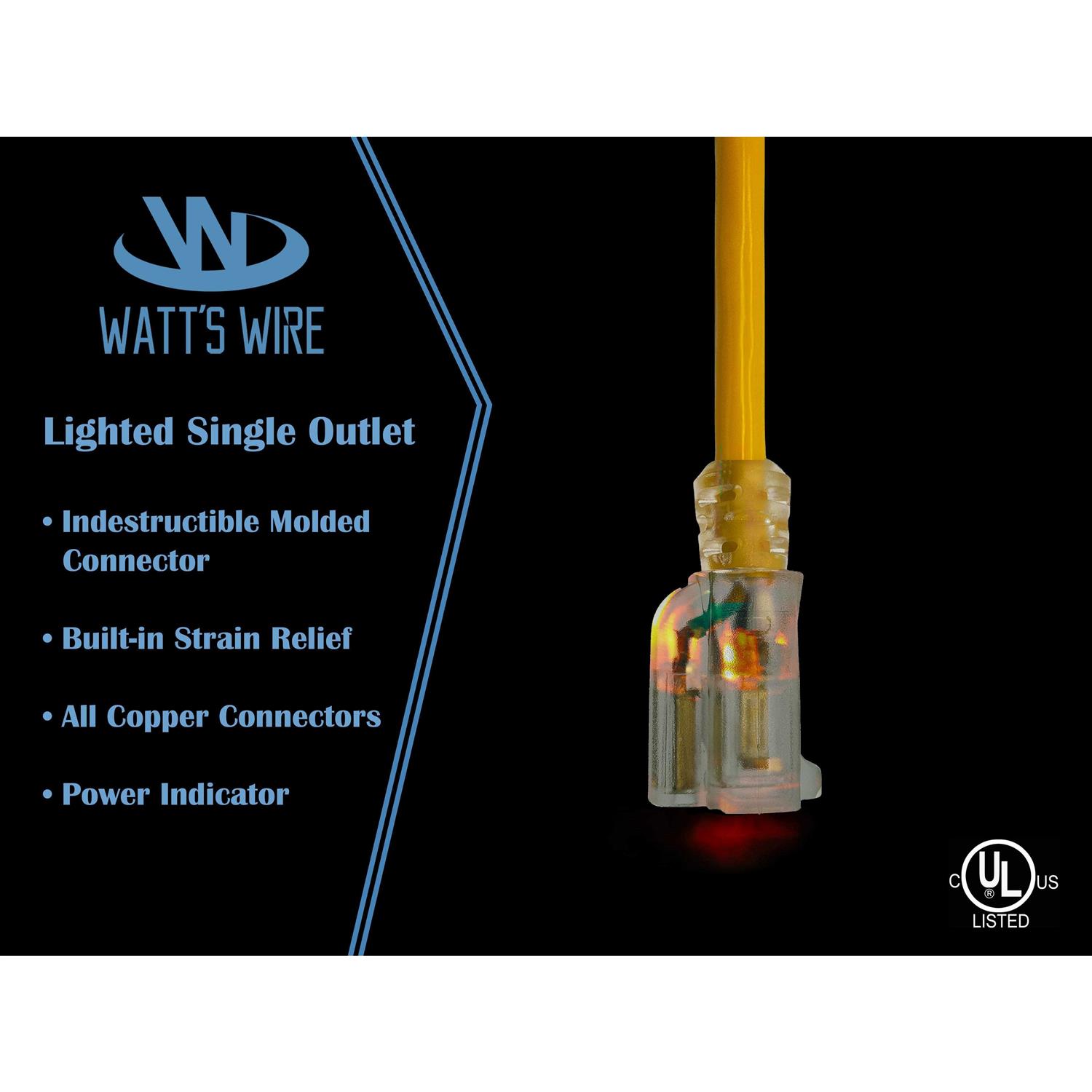 6 ft 12 Gauge Heavy Duty Extension Cord Lighted SJTW Indoor/Outdoor Extension Cord by Watt's Wire - Image 4