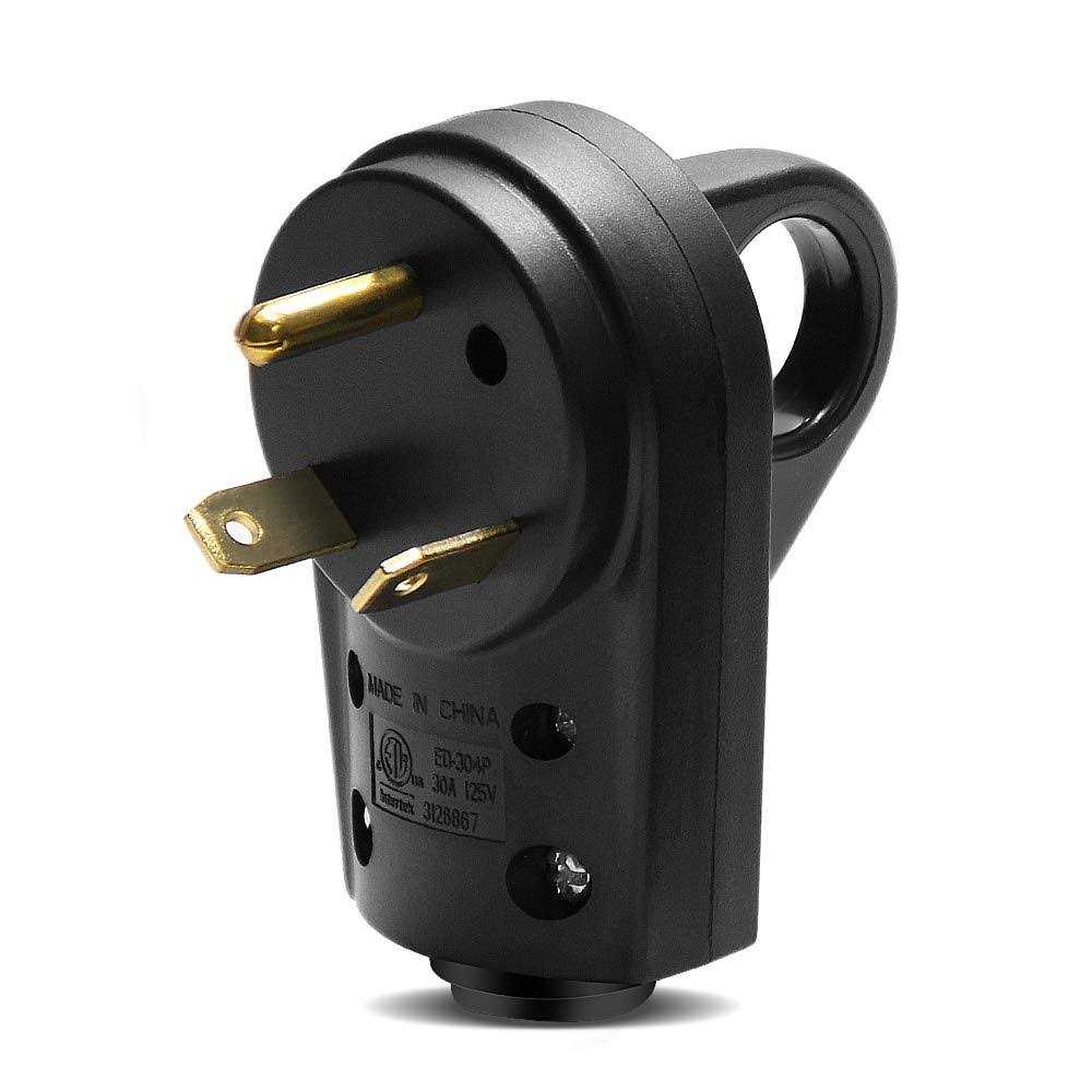 OPL5 30AMP RV Replacement Male Plug Heavy Duty Replacement RV Receptacle Electrical Plug with Easy Unplug Handle Design for RV Trailer