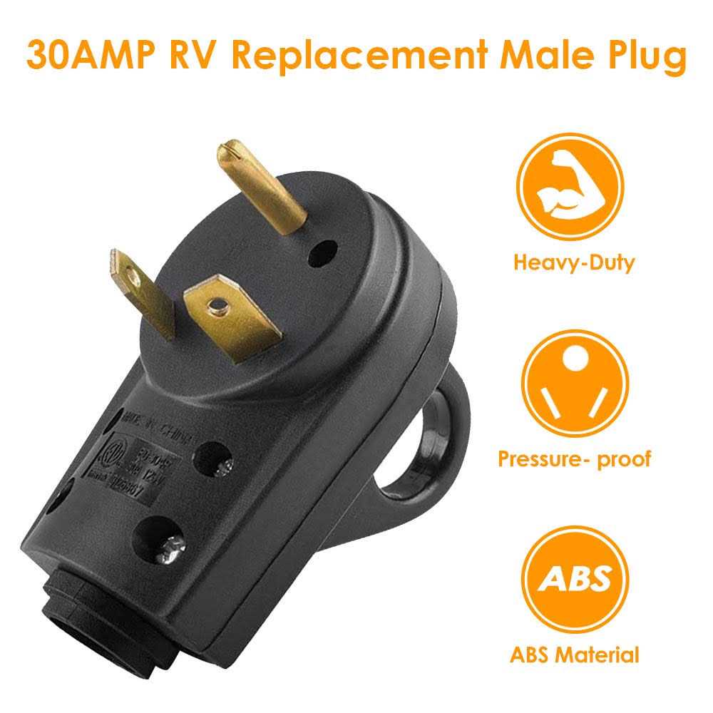 OPL5 30AMP RV Replacement Male Plug Heavy Duty Replacement RV Receptacle Electrical Plug with Easy Unplug Handle Design for RV Trailer - Image 3