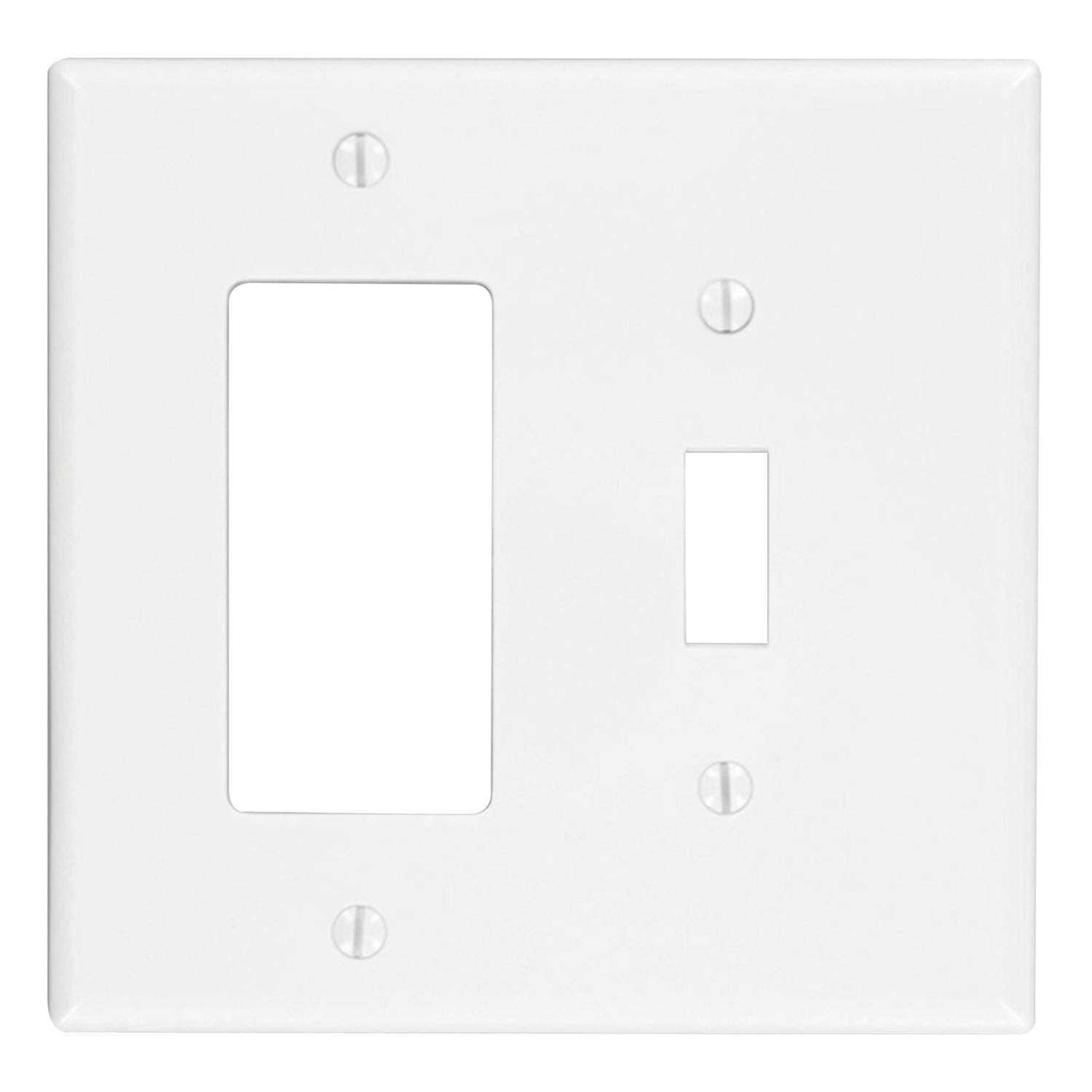 Leviton PJ126-W White 2 Gang Thermoplastic Nylon Rocker & Toggle Wall Plate