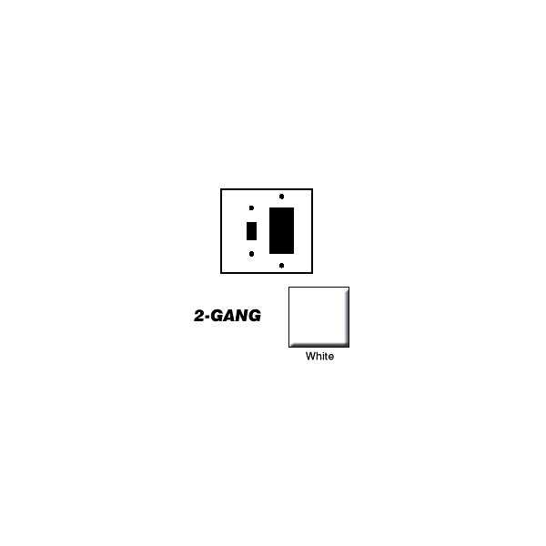 Leviton PJ126-W White 2 Gang Thermoplastic Nylon Rocker & Toggle Wall Plate - Image 2