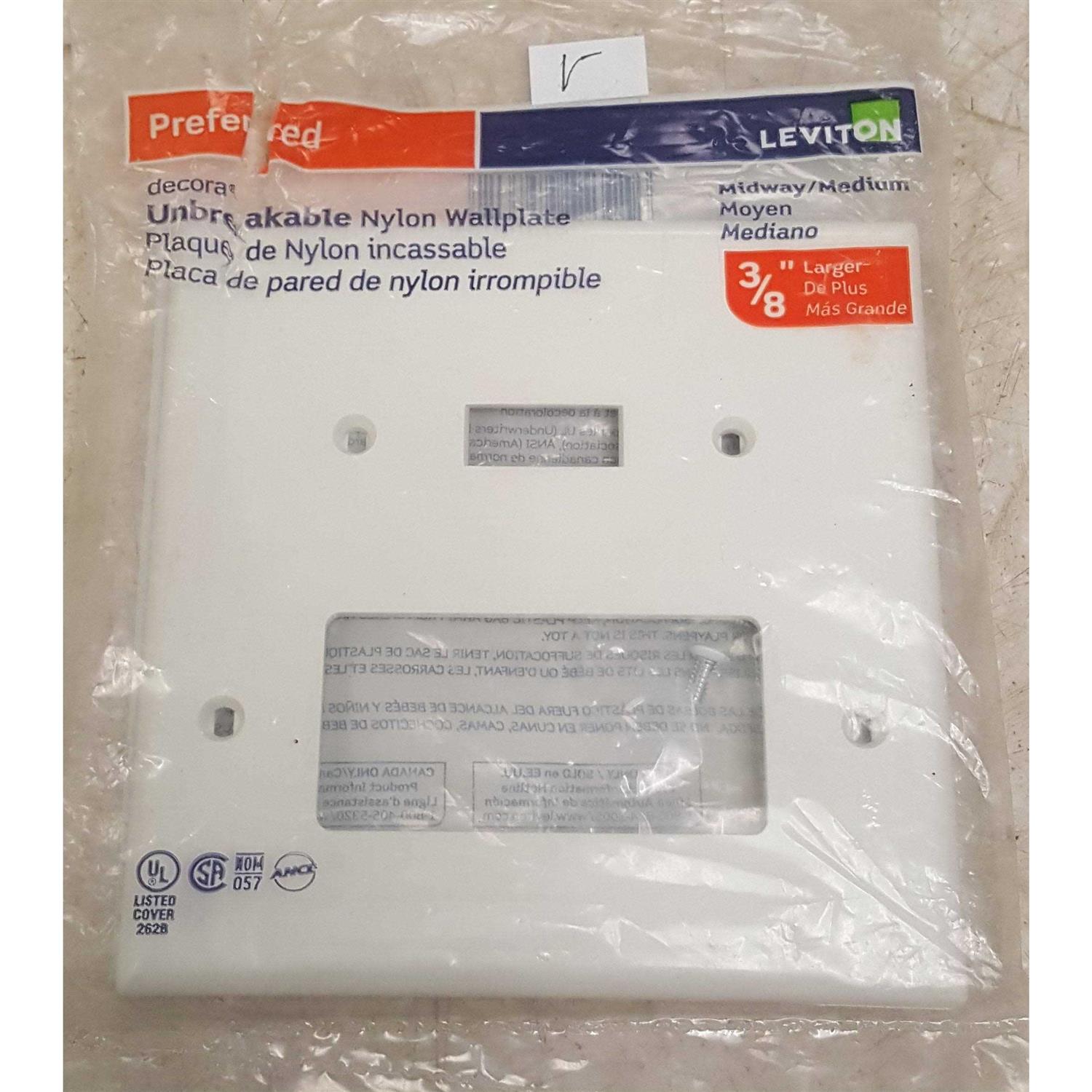Leviton PJ126-W White 2 Gang Thermoplastic Nylon Rocker & Toggle Wall Plate - Image 3