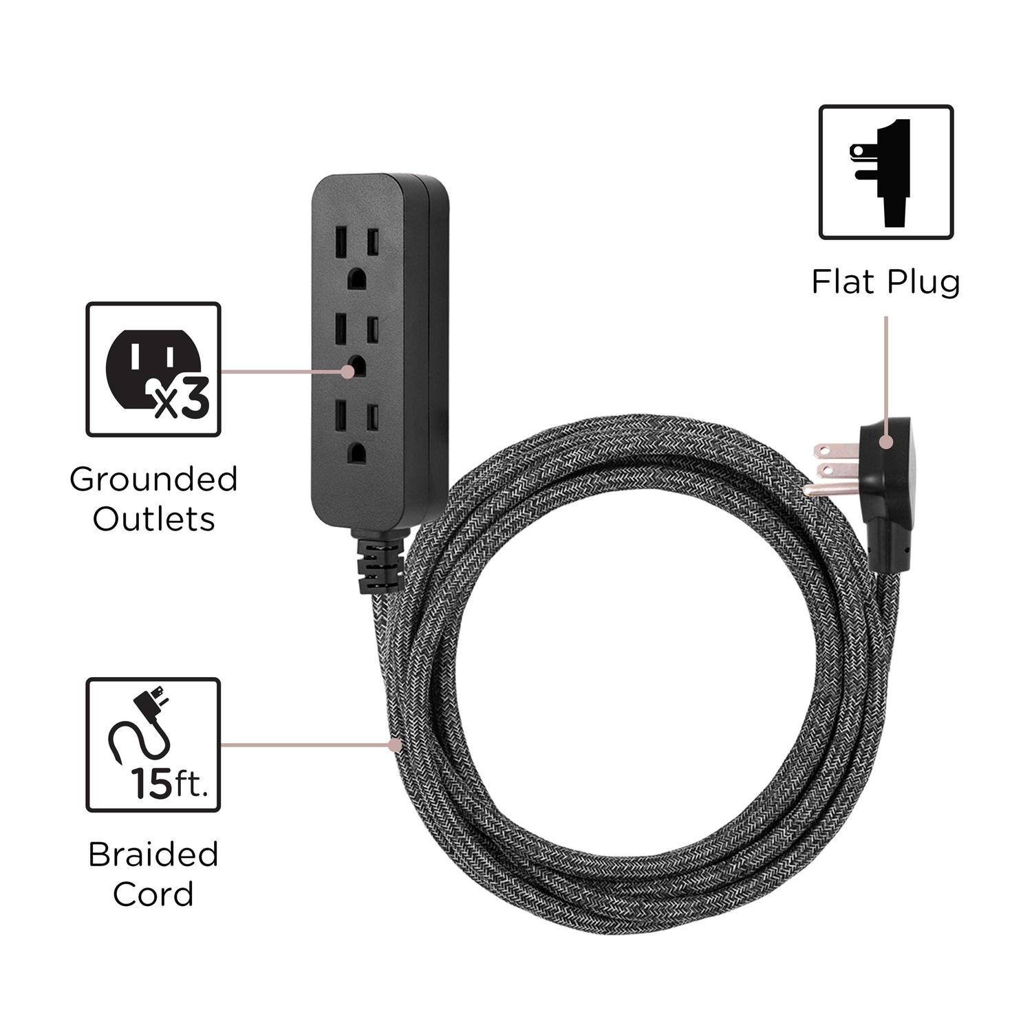 Cordinate 3 Outlet 15ft Extension Cord - Image 2