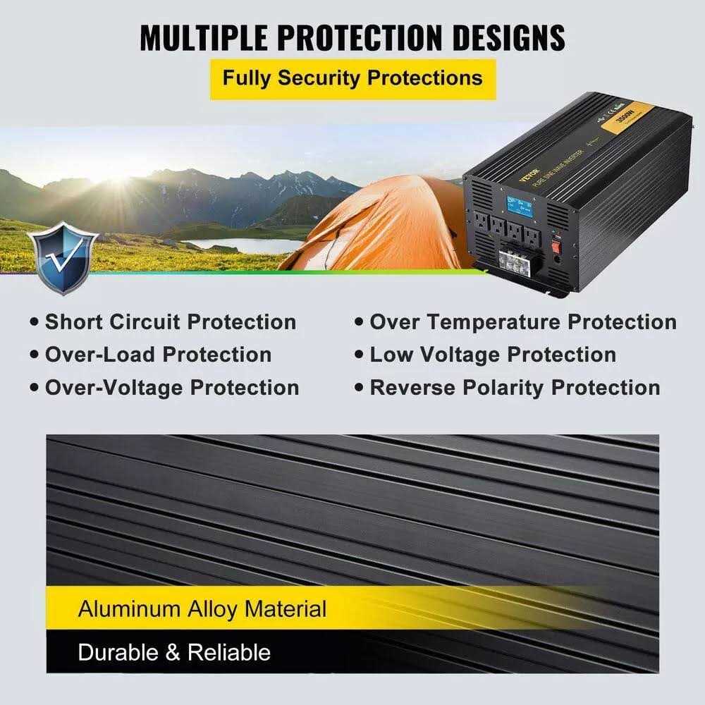 VEVOR Pure Sine Wave Inverter 3500-Watt Car Power Converter DC24-Volt to AC120-Volt with USB Port - Image 3
