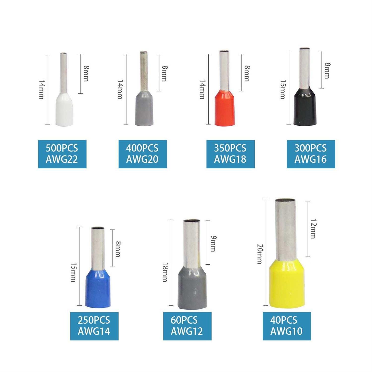 Fidioto 1900pcs Wire Ferrules Terminals Kit AWG 22-10 Terminal Connector Wire Insulated Cord Pin Ends Terminals for Electric - Image 3