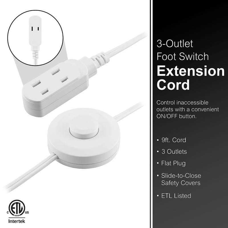 GE 3-Outlet 9 ft. Lamp Extension Cord with On/Off Switch - Image 5