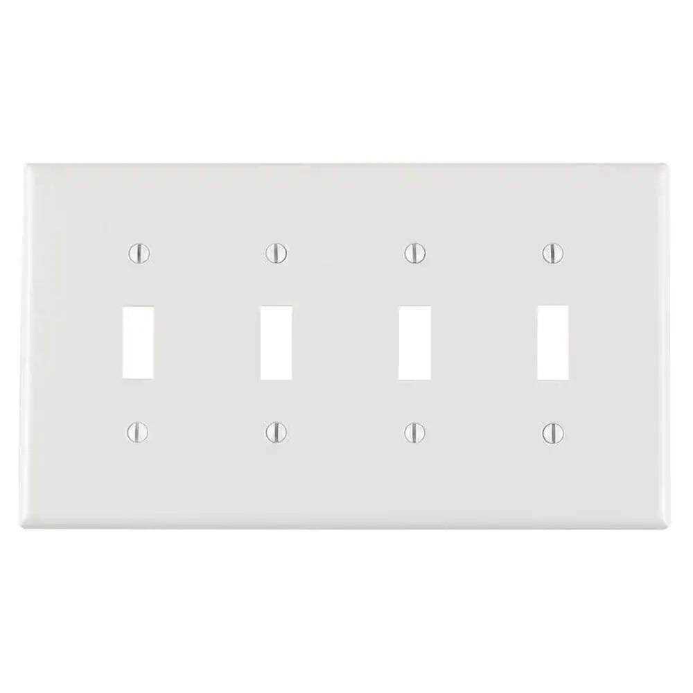 Leviton PJ4-W 4-Gang Toggle Switch Wallplate