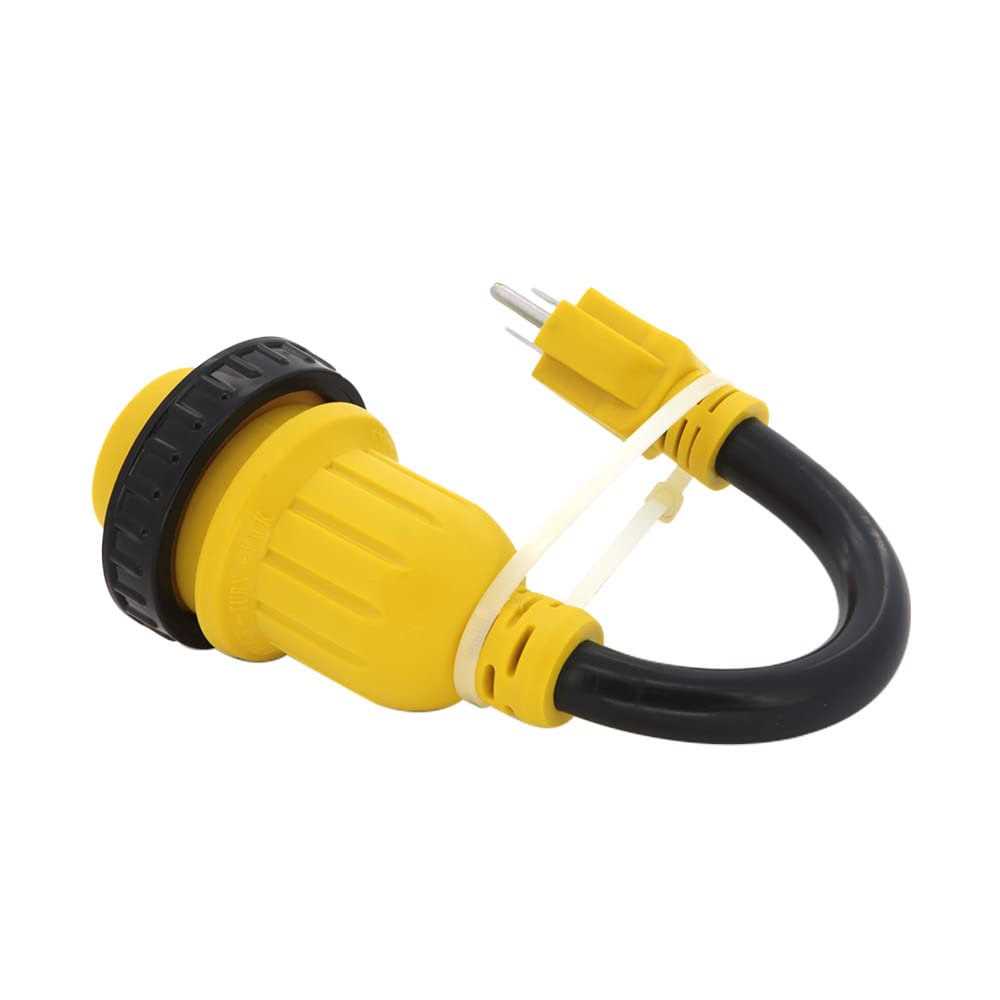 Apeixoto 30Amp to 15Amp RV Adapter Cord with Locking Connector NEMA 5-15P Male to L5-30R Twist Lock Female Electrical Power Dogbone STW 10 Gauge RV - Image 3