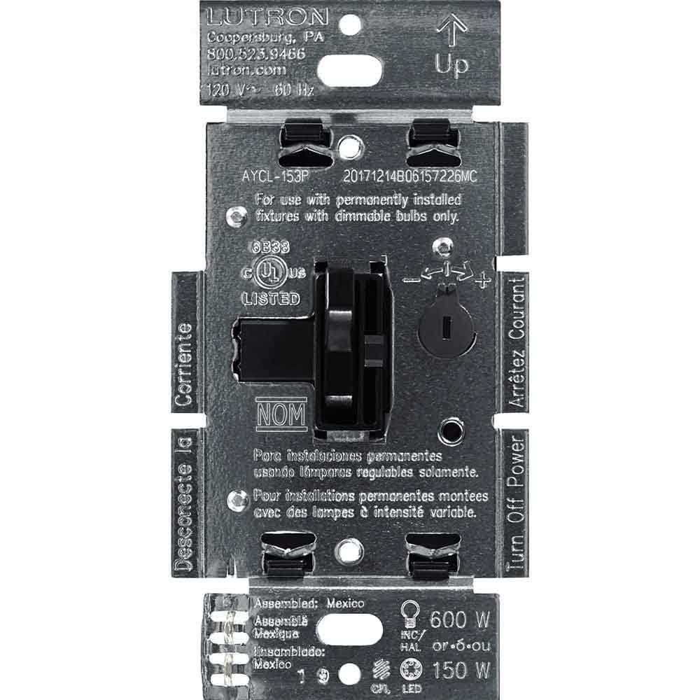 Lutron AYCL-153P Ariadni 150W Single-Pole / 3-Way CFL/LED Dimmer AYCL-153P-BL
