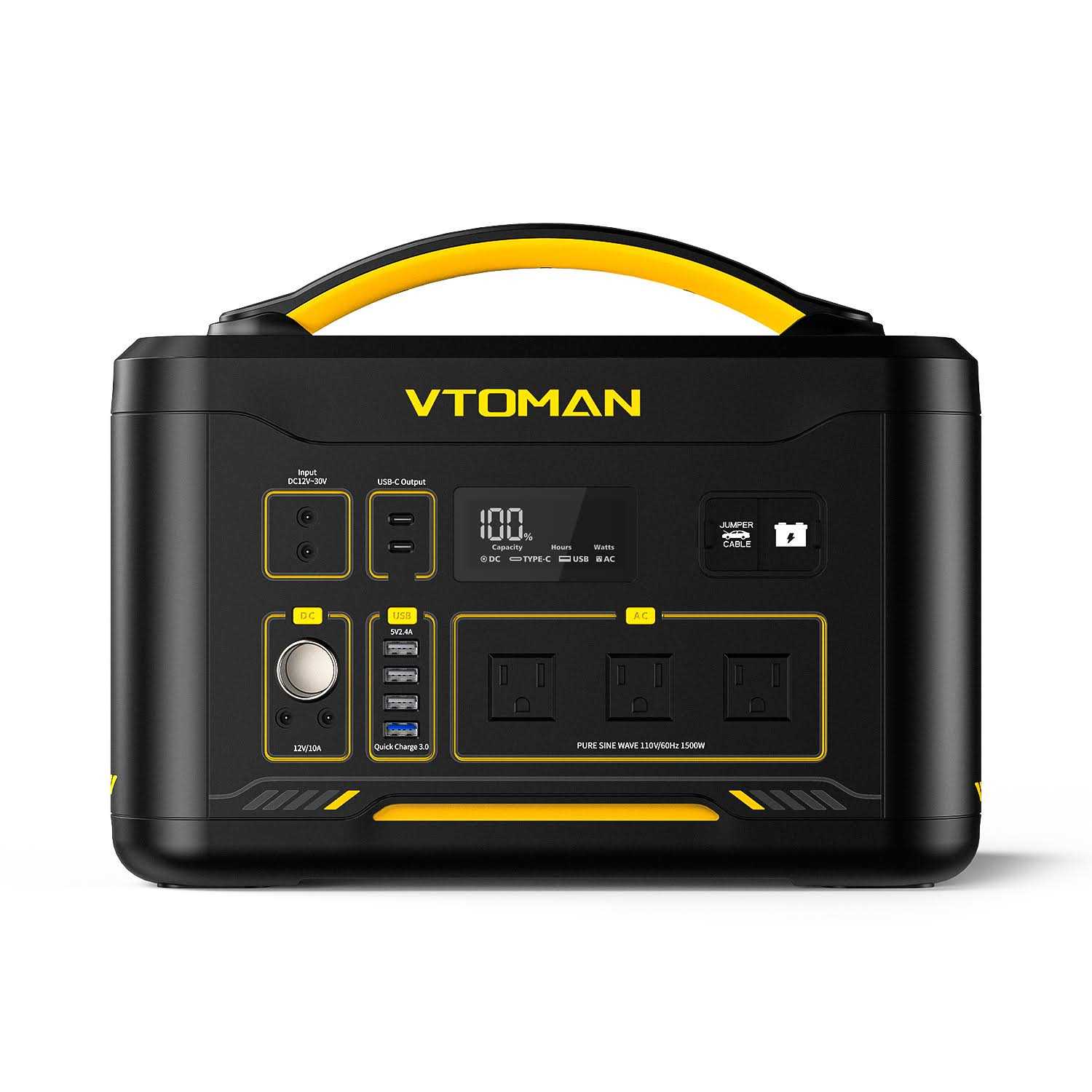 VTOMAN Jump 1500X Portable Power Station 1500W 828Wh LiFePO4 Battery Powered Generator with Capacity Expandable