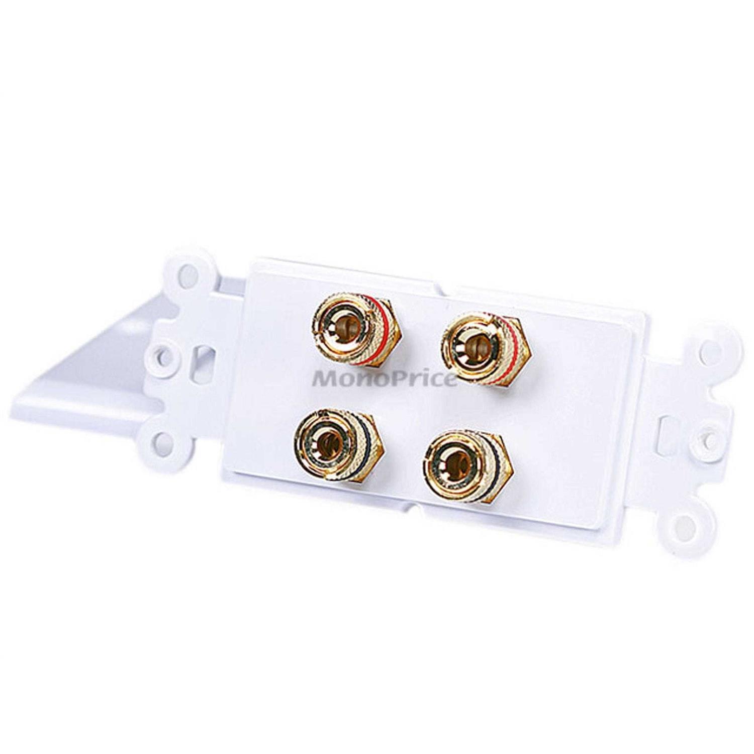 Monoprice Banana Binding Post Two-Piece Inset Wall Plate for 2 Speakers - Image 2