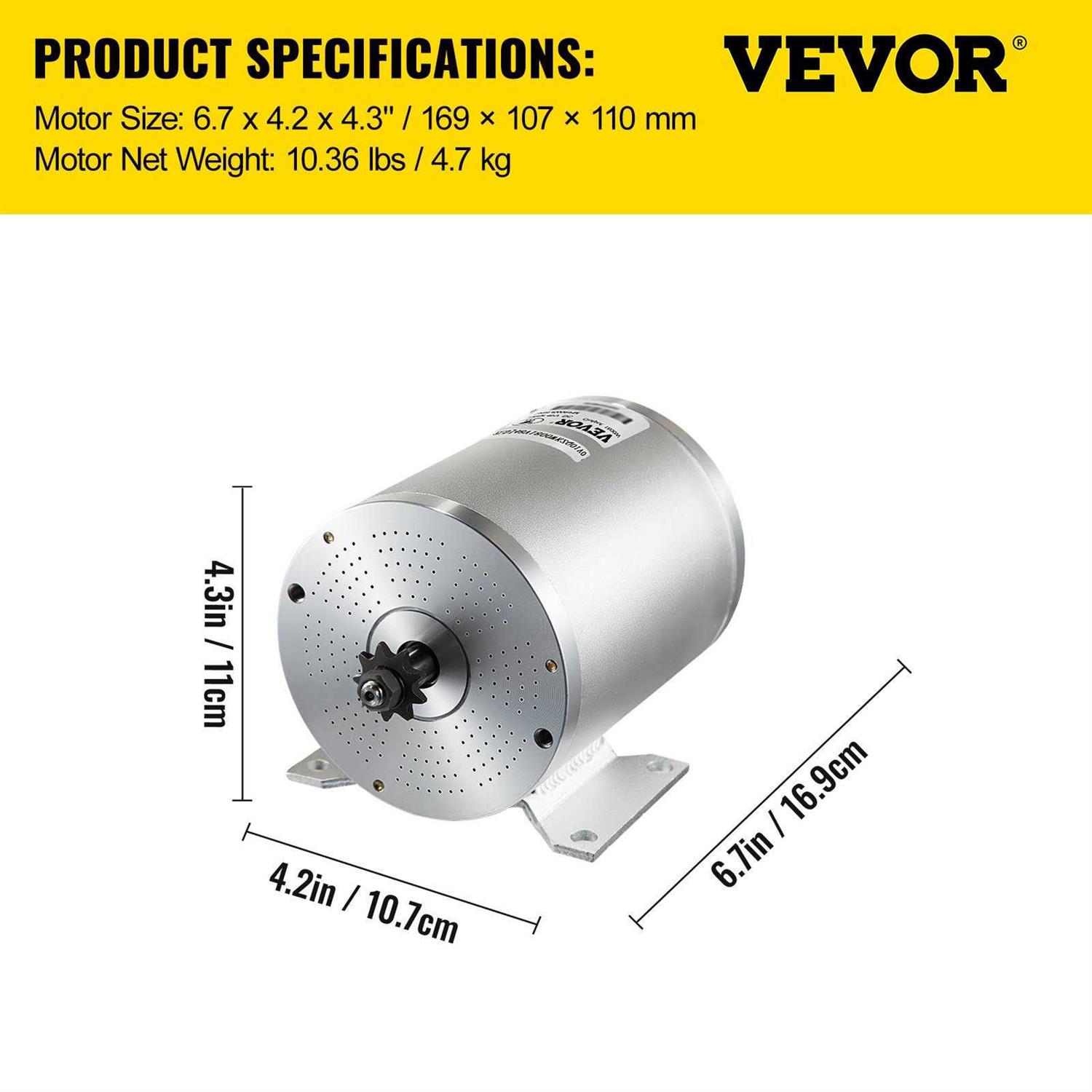 VEVOR 2000W 48V Dc Brushless Motor w/Mounting Bracket &Controller &Key for E-Scooter - Image 4