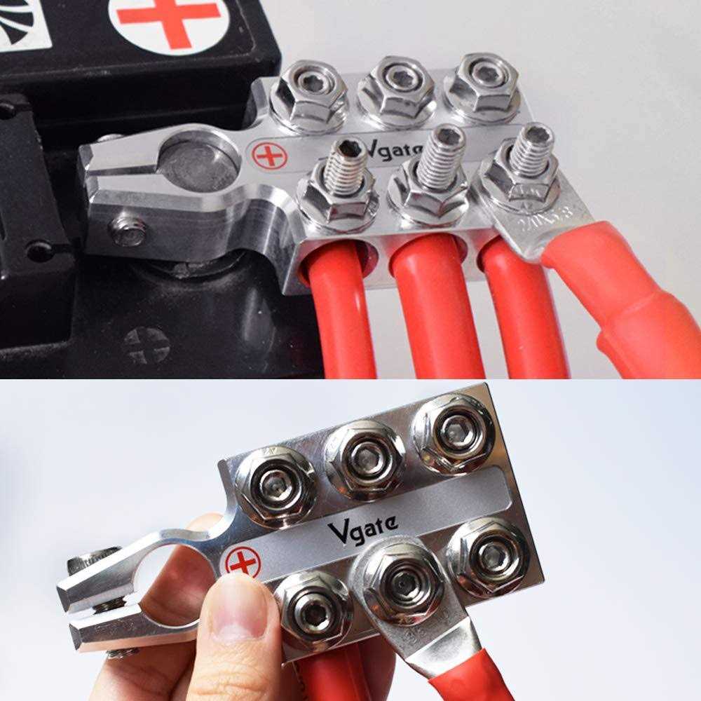 Vgate Lead Acid Battery Terminal Clamps, 8AWG up to 4/0 AWG Gauge, 12-Way Connectors, Positive and Negative - Image 3