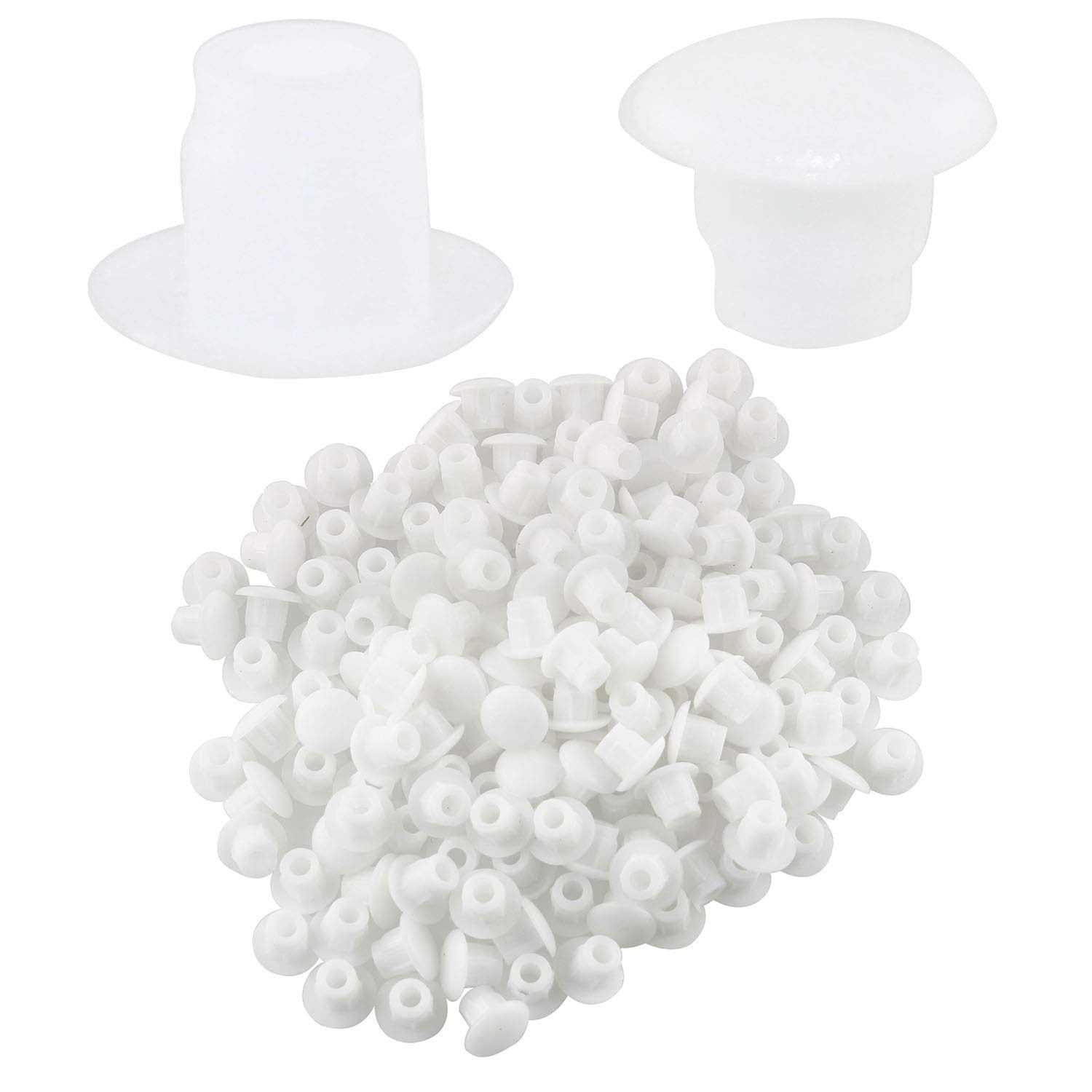 Tegg Screw Caps Cover 100PCS 5mm Flush Type White Plastic Panel Hole Plugs Button Tops for Cabinet Cupboard Shelf Furnitur