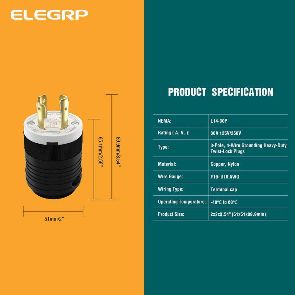 ELEGRP 30 Amp 125-Volt/250-Volt NEMA L14-30P Locking Plug - Image 5
