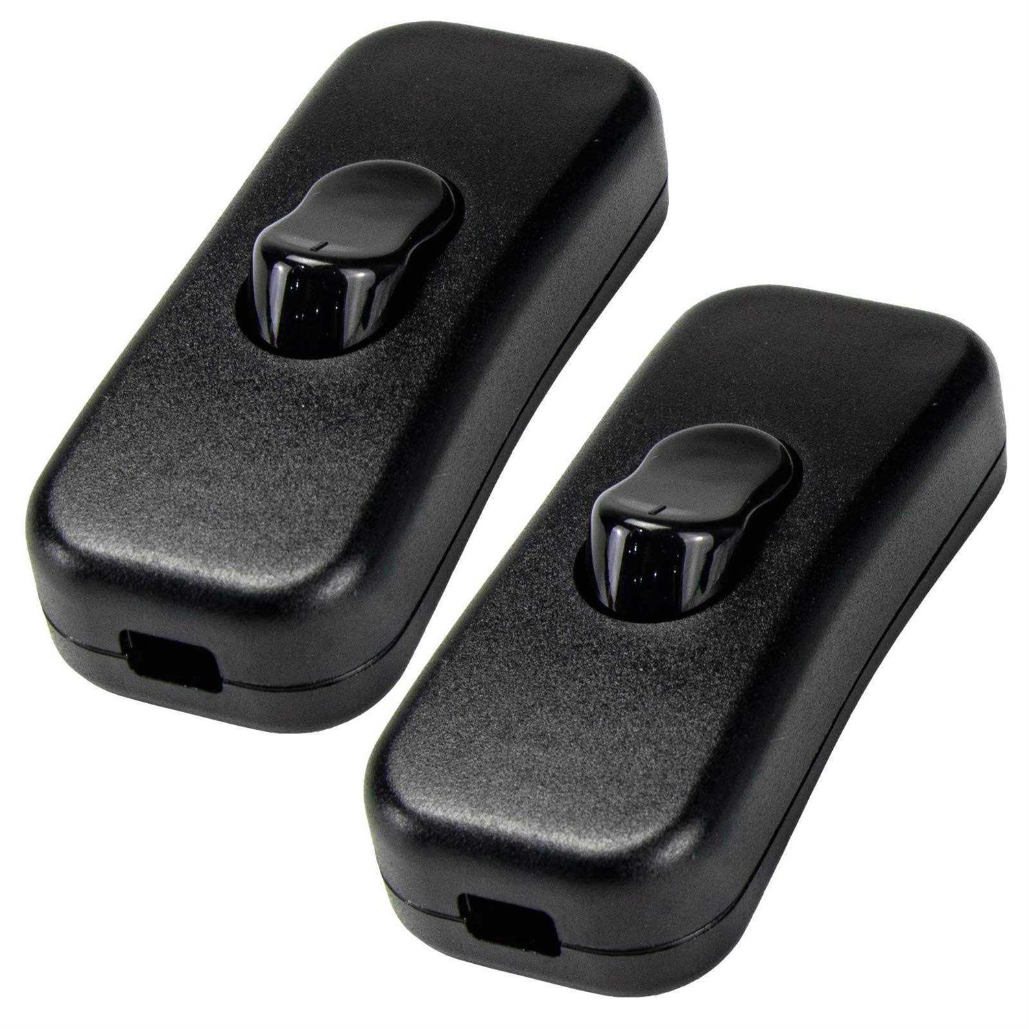 Inline Cord Switch 2-Pack PLUSPOE On-Off Control Lamp Rocker Switch for Lamp Cord Desk LED Lights,Black