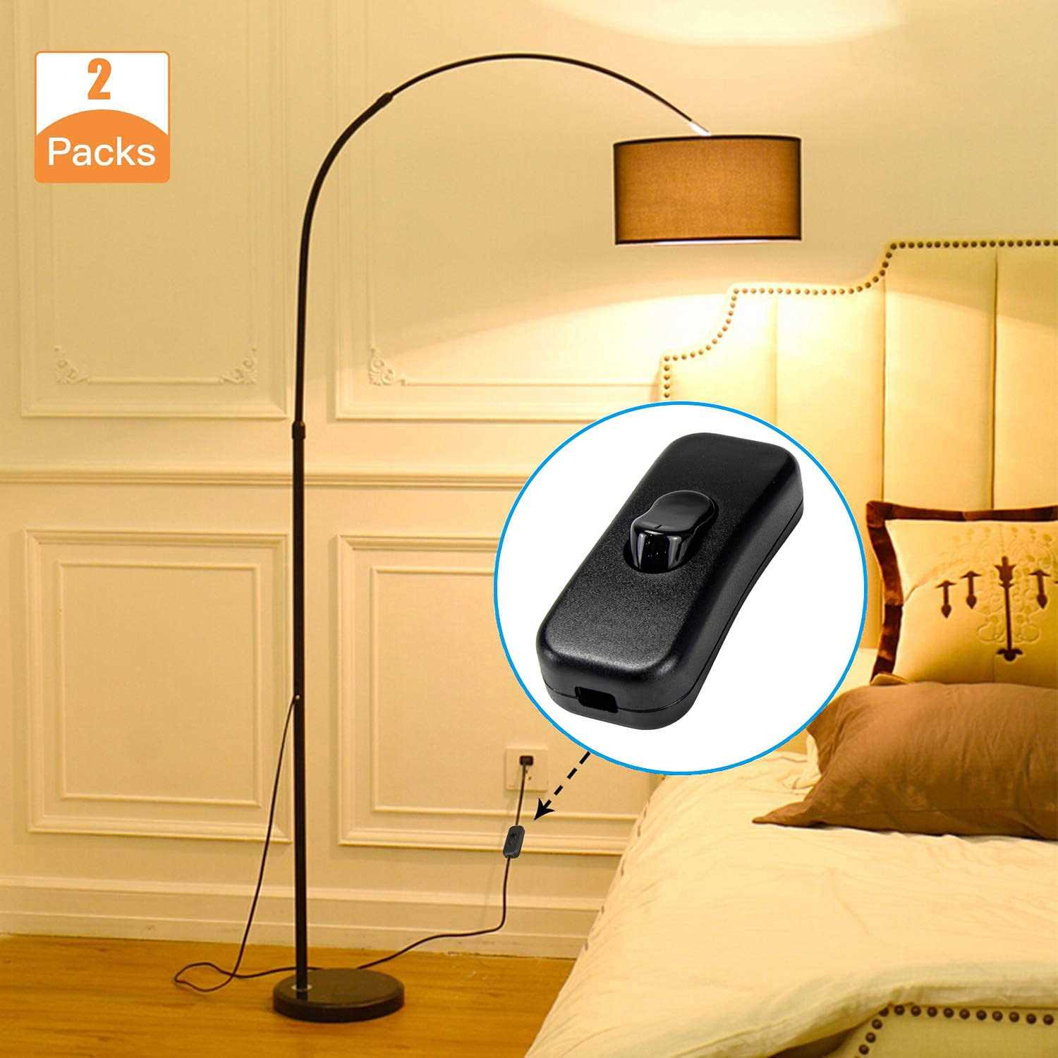 Inline Cord Switch 2-Pack PLUSPOE On-Off Control Lamp Rocker Switch for Lamp Cord Desk LED Lights,Black - Image 3