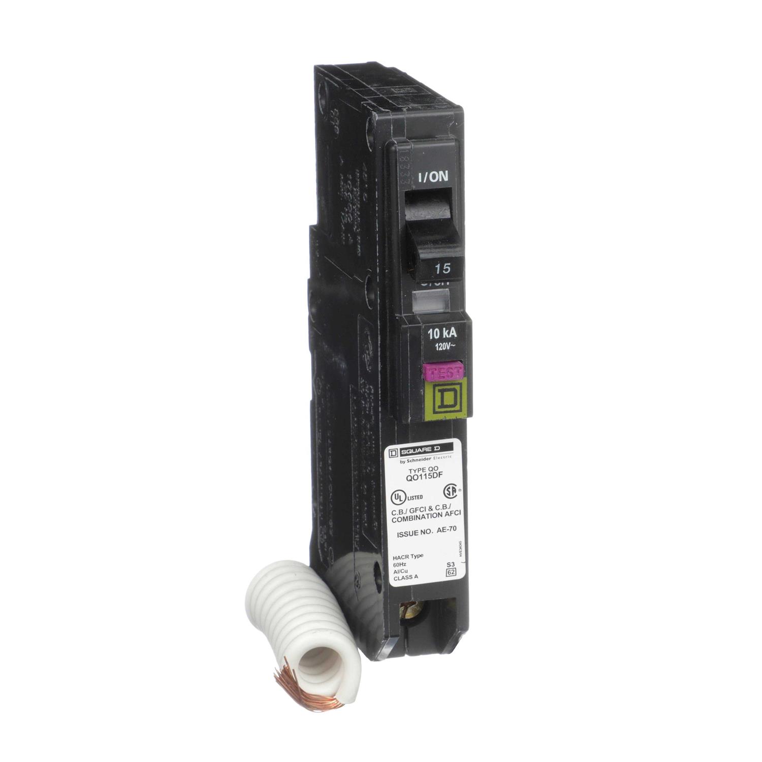Square D QO115DFC QO Single Pole Dual Function Circuit Breaker