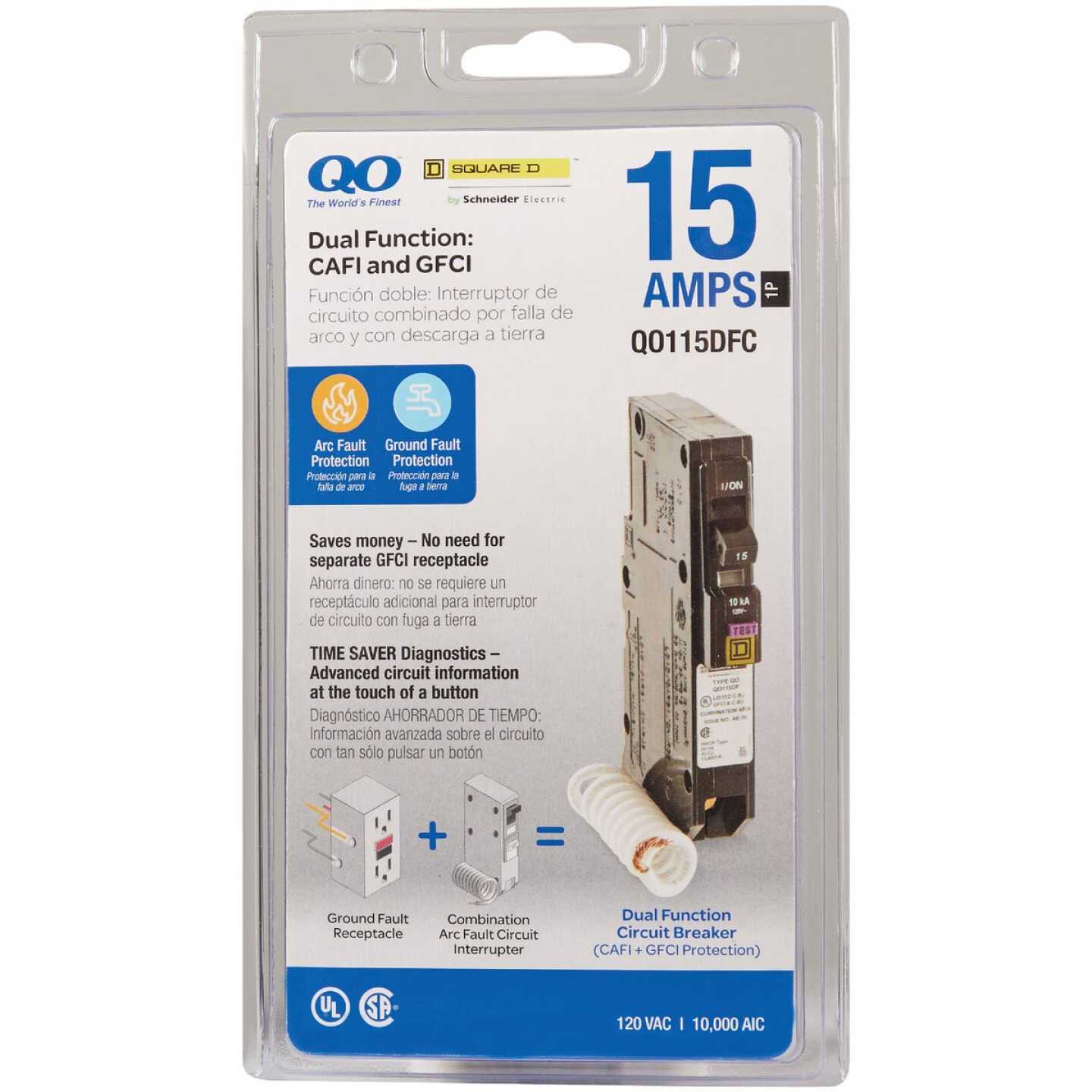 Square D QO115DFC QO Single Pole Dual Function Circuit Breaker - Image 2