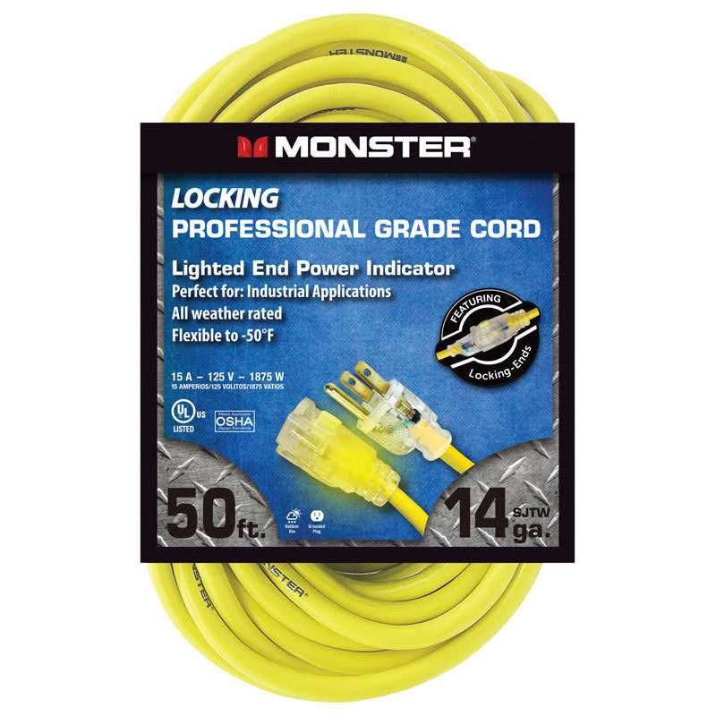 Monster Outdoor Extension Cord 14/3 SJTW Yellow - Image 3