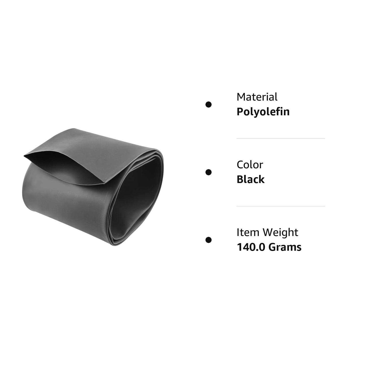 Electrical Buddy Heat Shrink Tubing 1m Black 70mm Diameter 110mm Flat Width 2:1 Polyolefin Tube Sleeving - Image 5